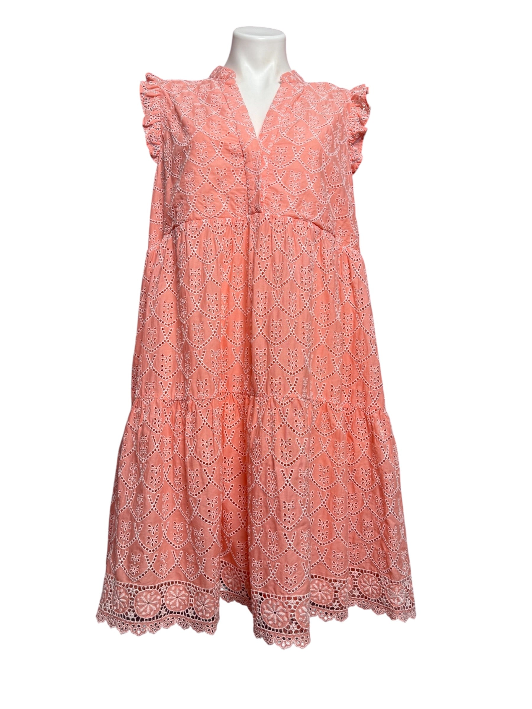 Lilly Pulitzer Briella Dress, Peach Hyacinth- Floral Arch Eyelet Size XL