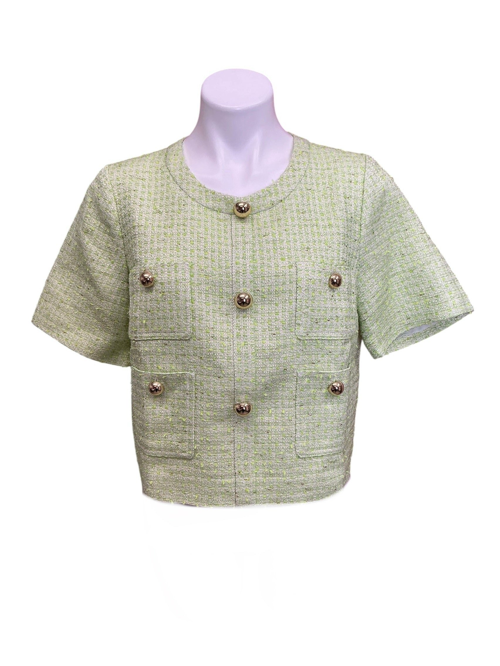 Lilly Pulitzer Irving Top Crocodile Green Fantasy Boucle - Size 4