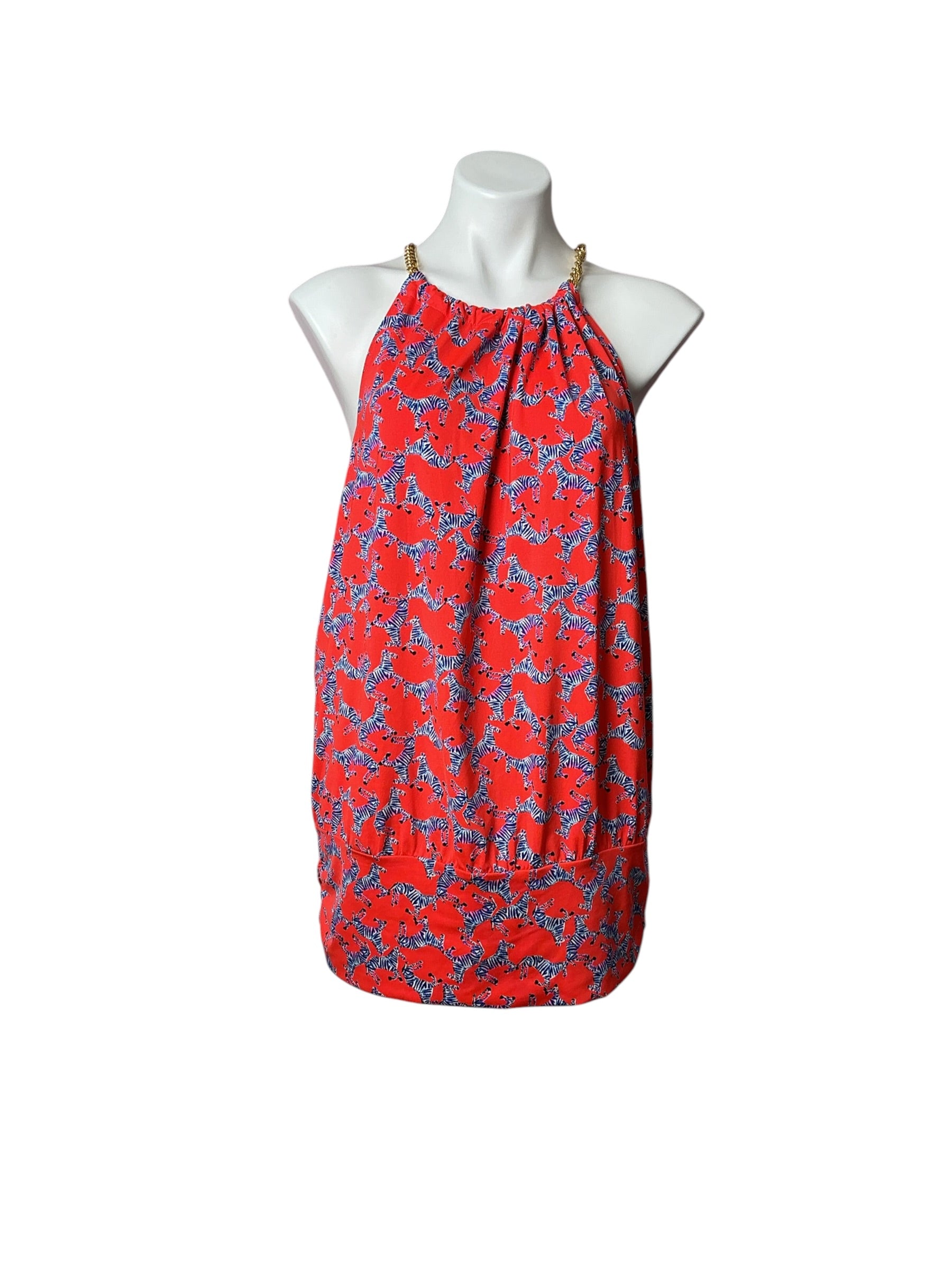 Lilly Pulitzer Bowen Halter Top Picante Coral Heebee Zeebees - Size XL