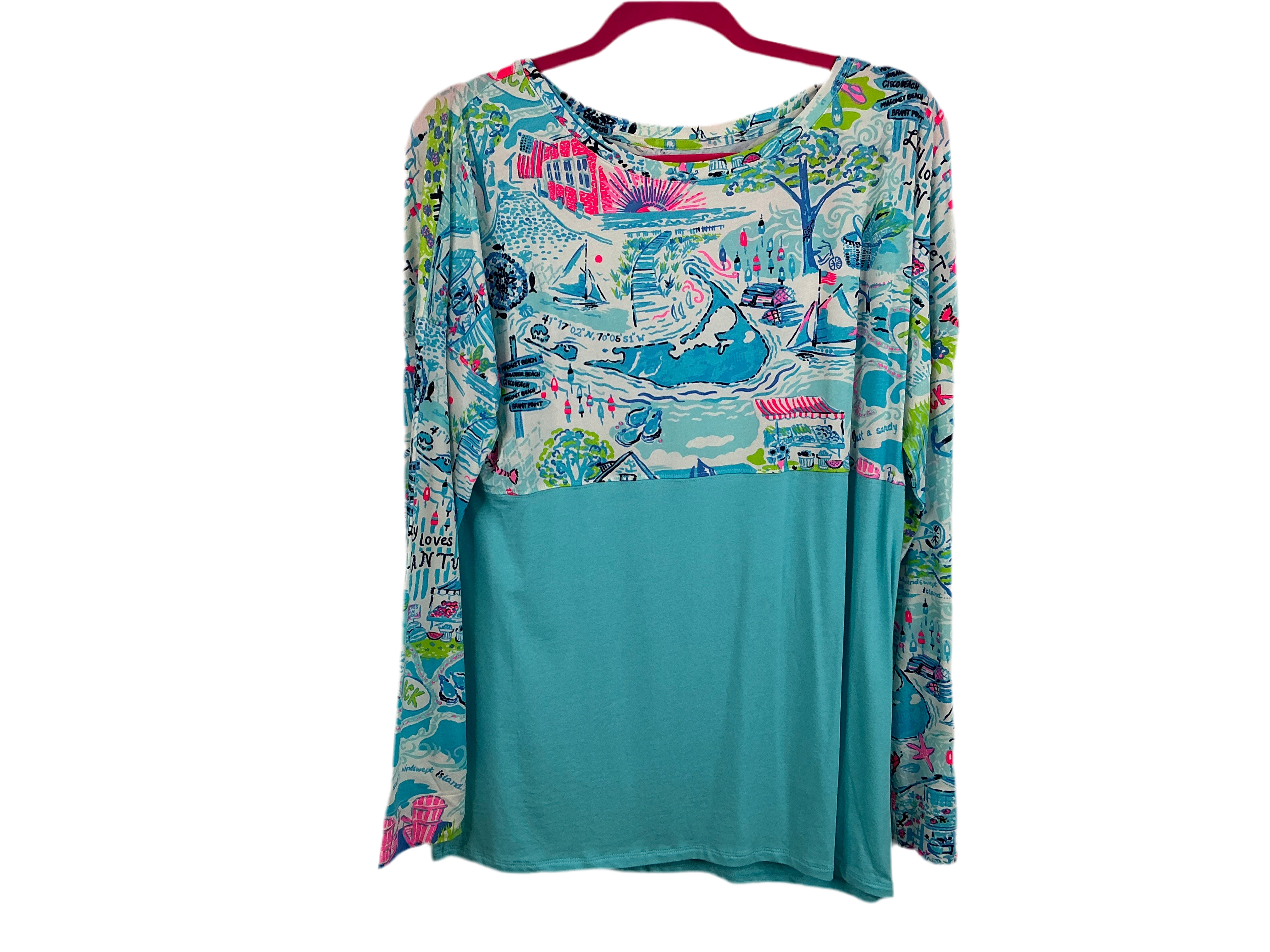 Lilly Pulitzer NWT Finn Top Whisper Blue Lilly Loves Nantucket - Size M