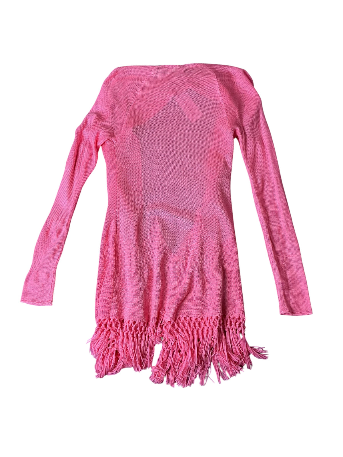 Lilly Pulitzer Tatum Long Fringe Hem Cardigan Pink Isle - Size XS