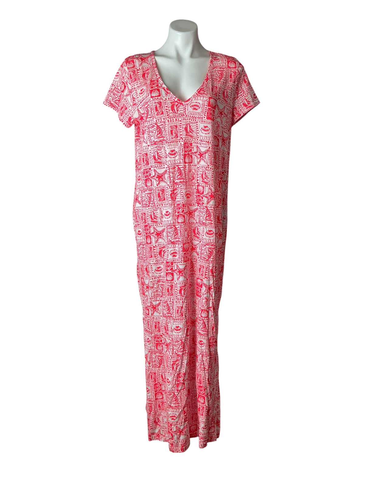 Lilly Pulitzer Etta Short Sleeve Maxi Dress Mizner Red Seaside Harbour - Size L