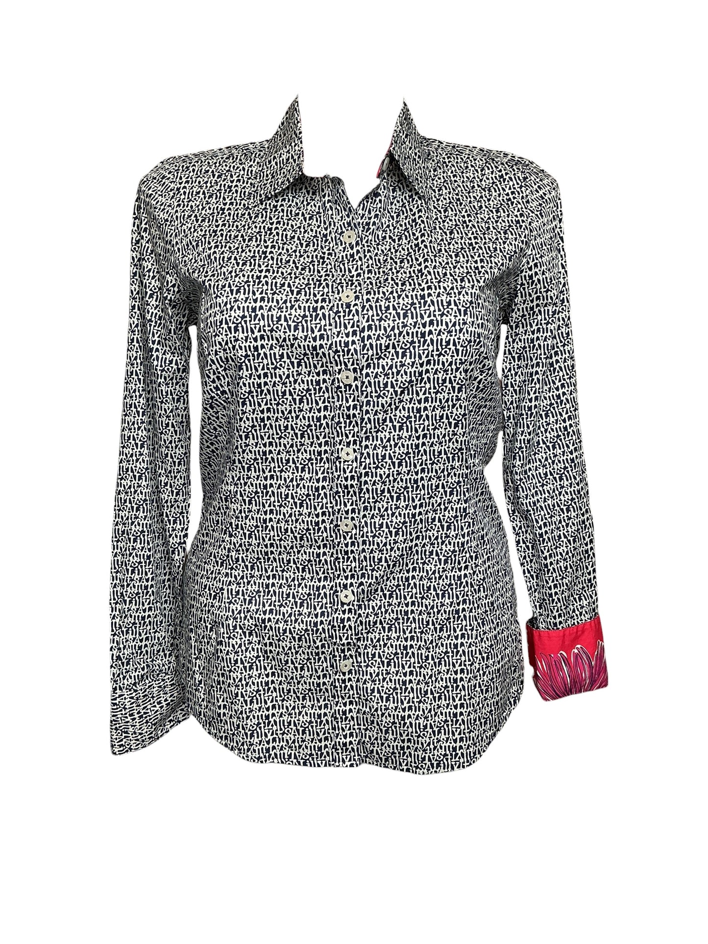 Lilly Pulitzer Button Down Collared Shirt - Navy It’s A Lilly - Size 12