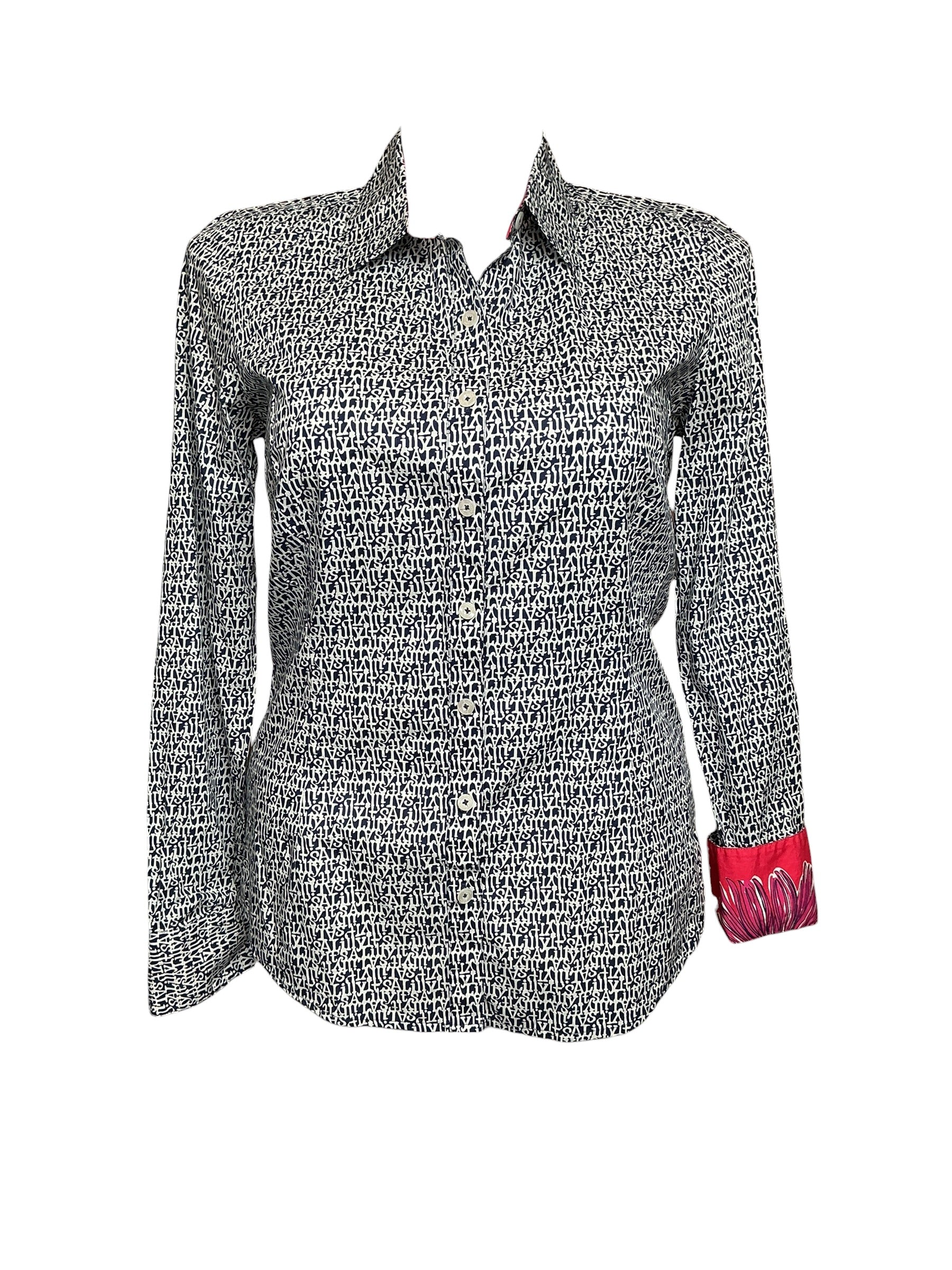 Lilly Pulitzer Button Down Collared Shirt - Navy It’s A Lilly - Size 12