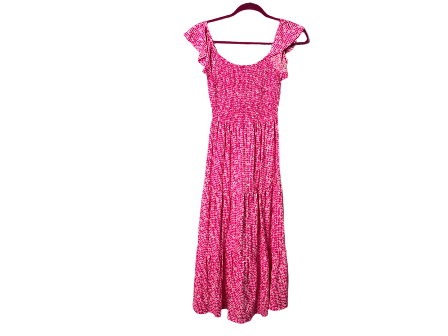 Lilly Pulitzer Jilly Smocked Midi Dress - Aura Pink Check You Out - Size XS