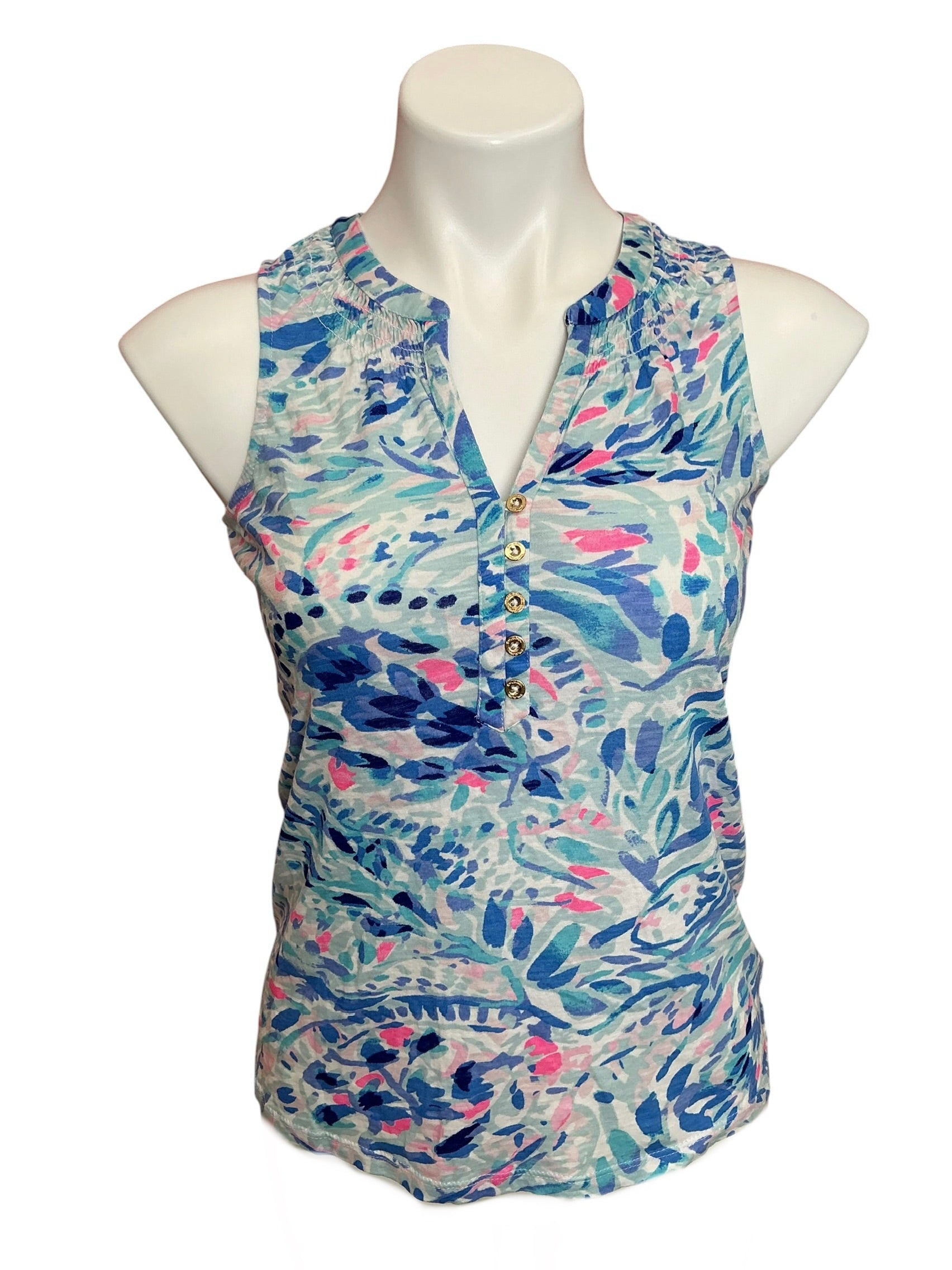 Lilly Pulitzer Essie Top Breakwater Tint Party Wave - Size XXS