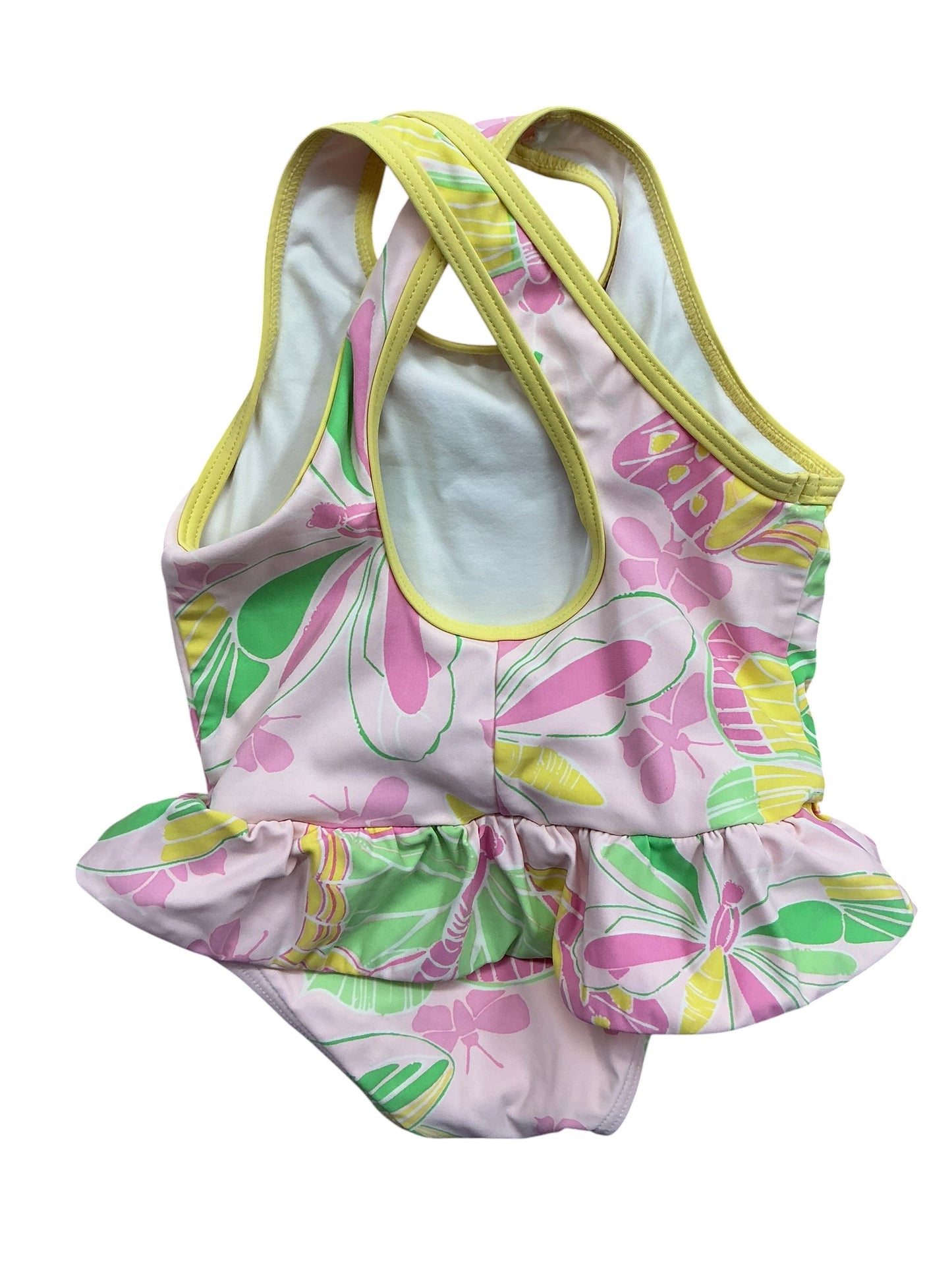Lilly Pulitzer Kids Girls HTF Maddie Ruffle Skirt One Piece Swimsuit Binky Butterfly - Size 0-3 MO