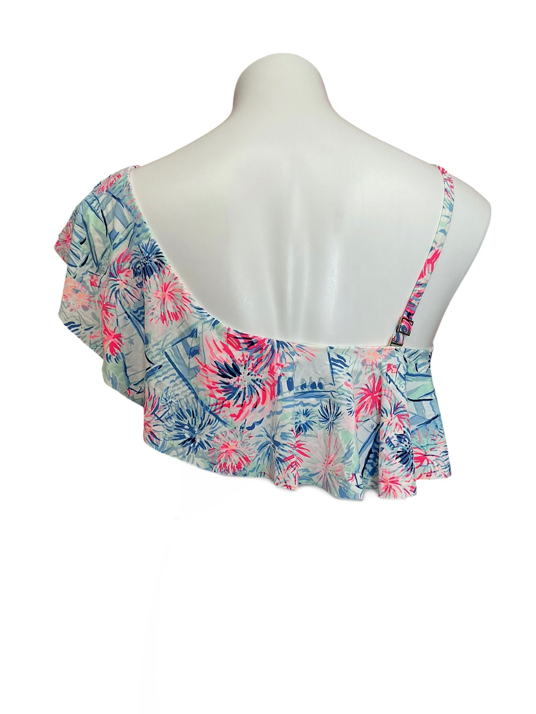Lilly Pulitzer NWT Novia Bikini Top Crew Blue Tint Sea To Shining Sea - Size 0
