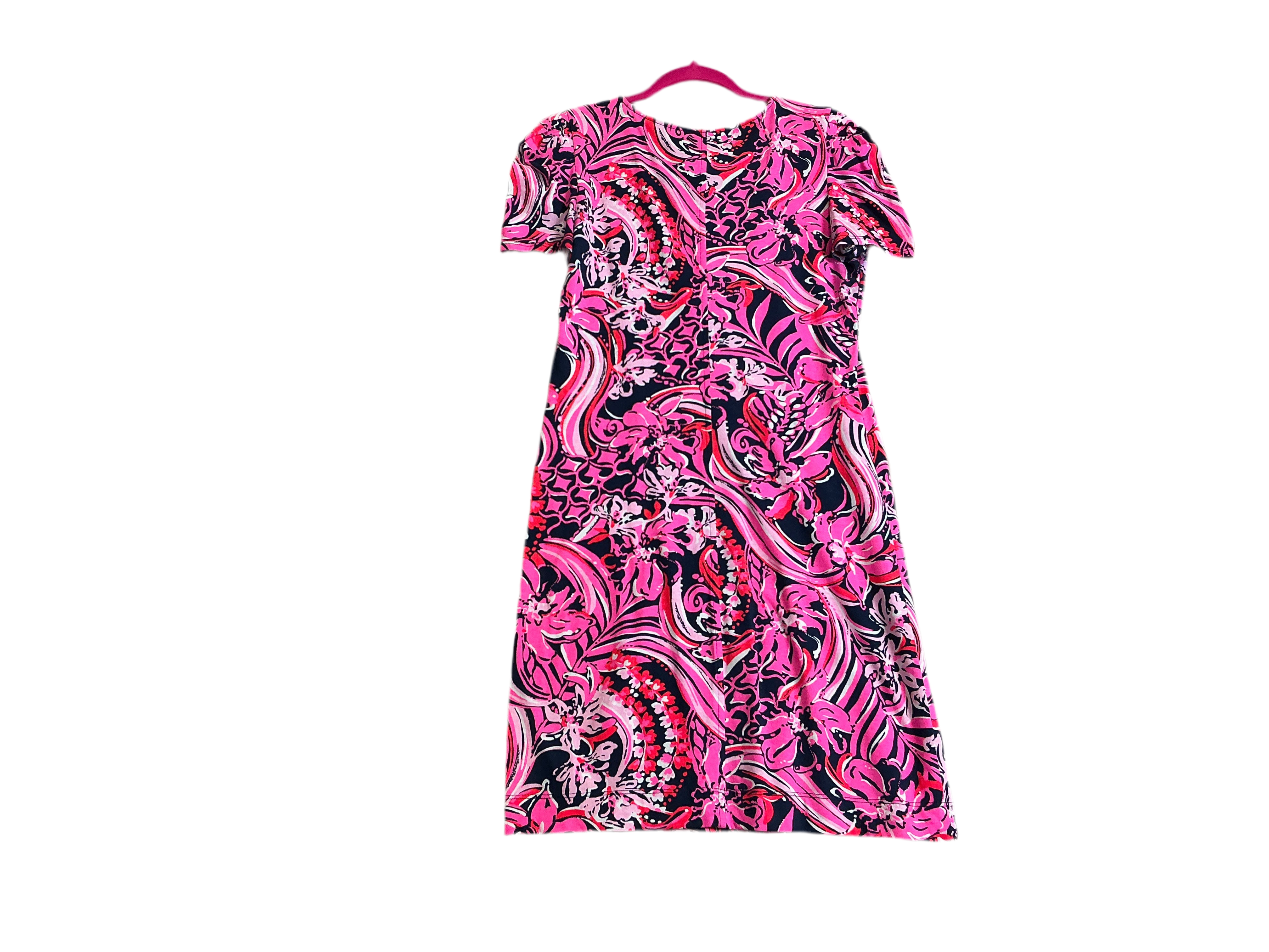 Lilly Pulitzer Aleece Short-Sleeve Dress - Low Tide Navy Flirty Fins and Feathers - Size XS
