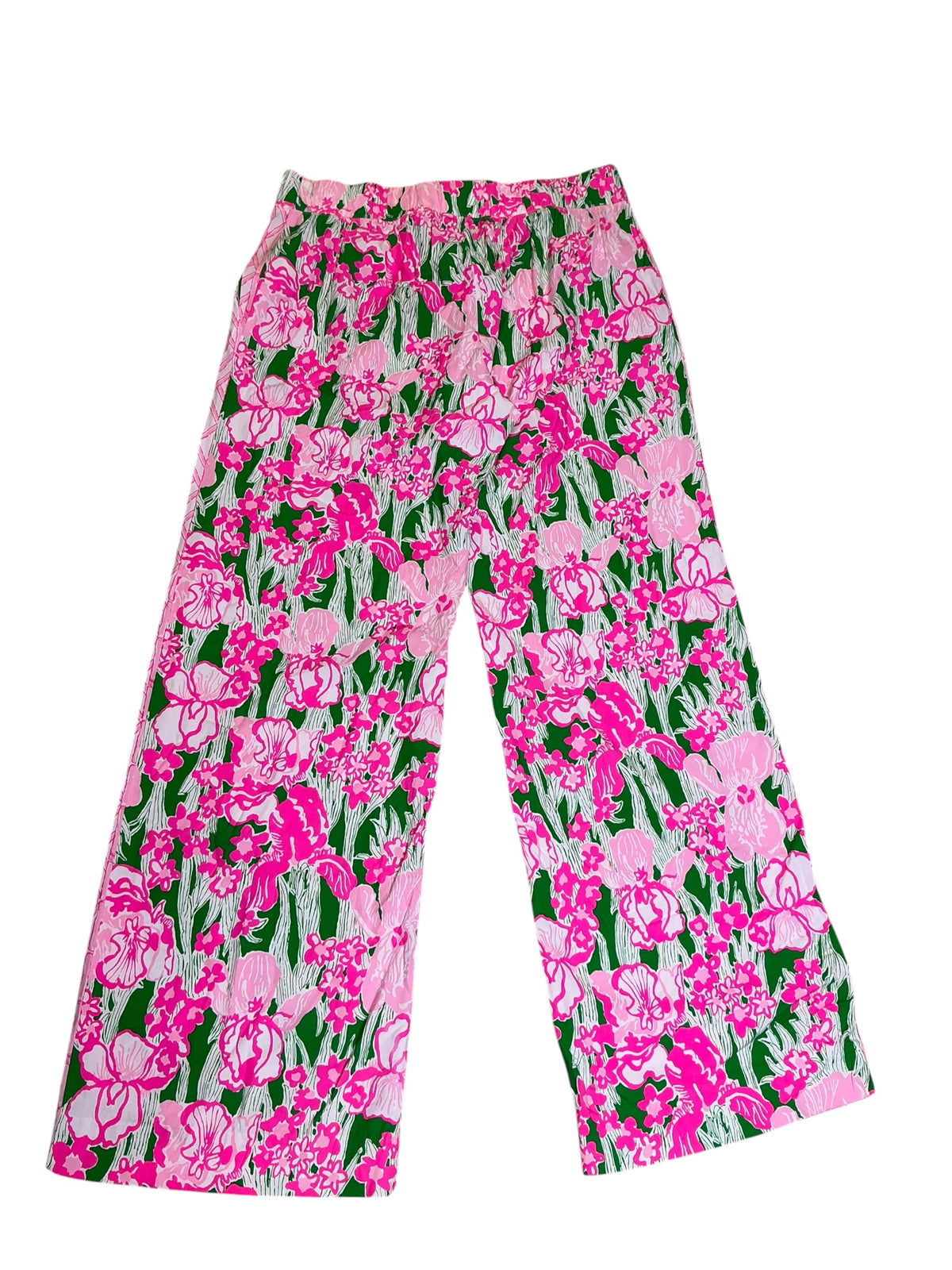 Lilly Pulitzer Bal Harbour Stretch Palazzo Pants Putting Green Hannah Engineered - Size M