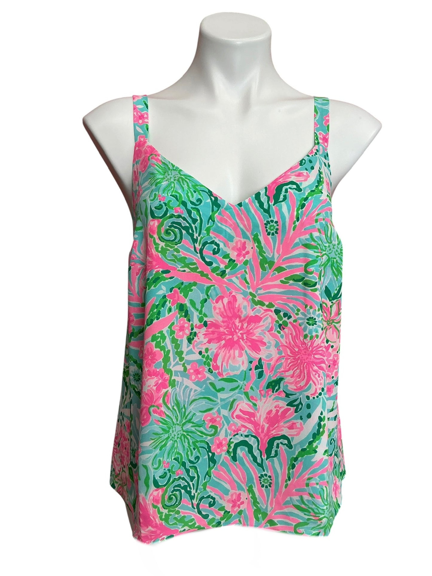 Lilly Pulitzer NWT Nadia Cami Top Amalfi Blue Leaf It Wild - Size M