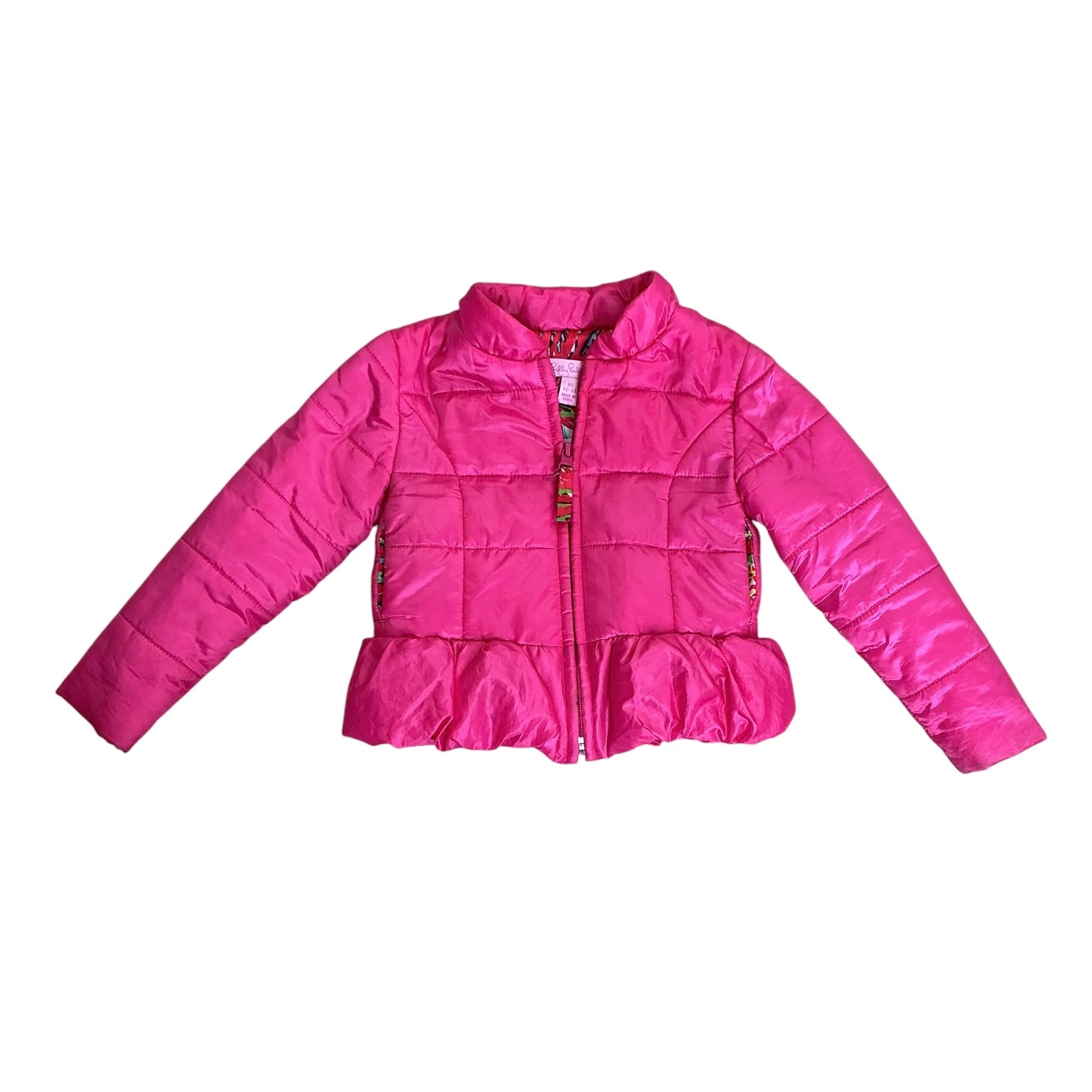 Lilly Pulitzer Girls Kids Mini Kate Puffer Jacket Capri Pink - Size XS (2-3)