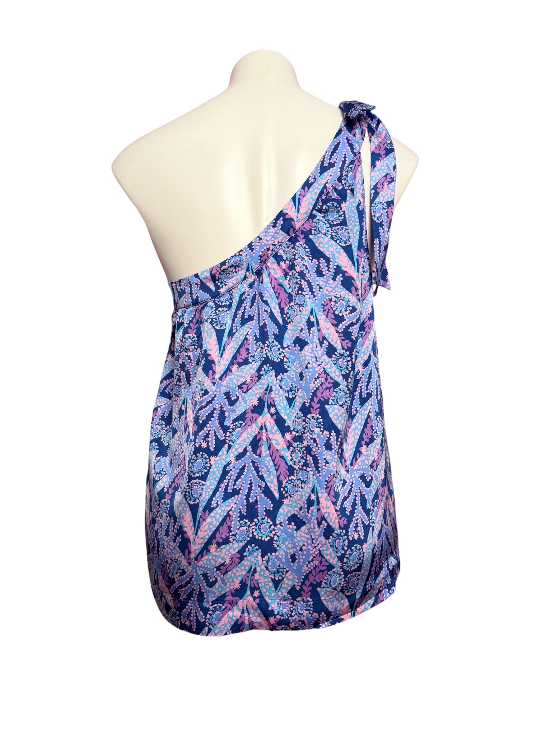 Lilly Pulitzer Becker One Shoulder Top, Barton Blue- Star Gazing Size 8