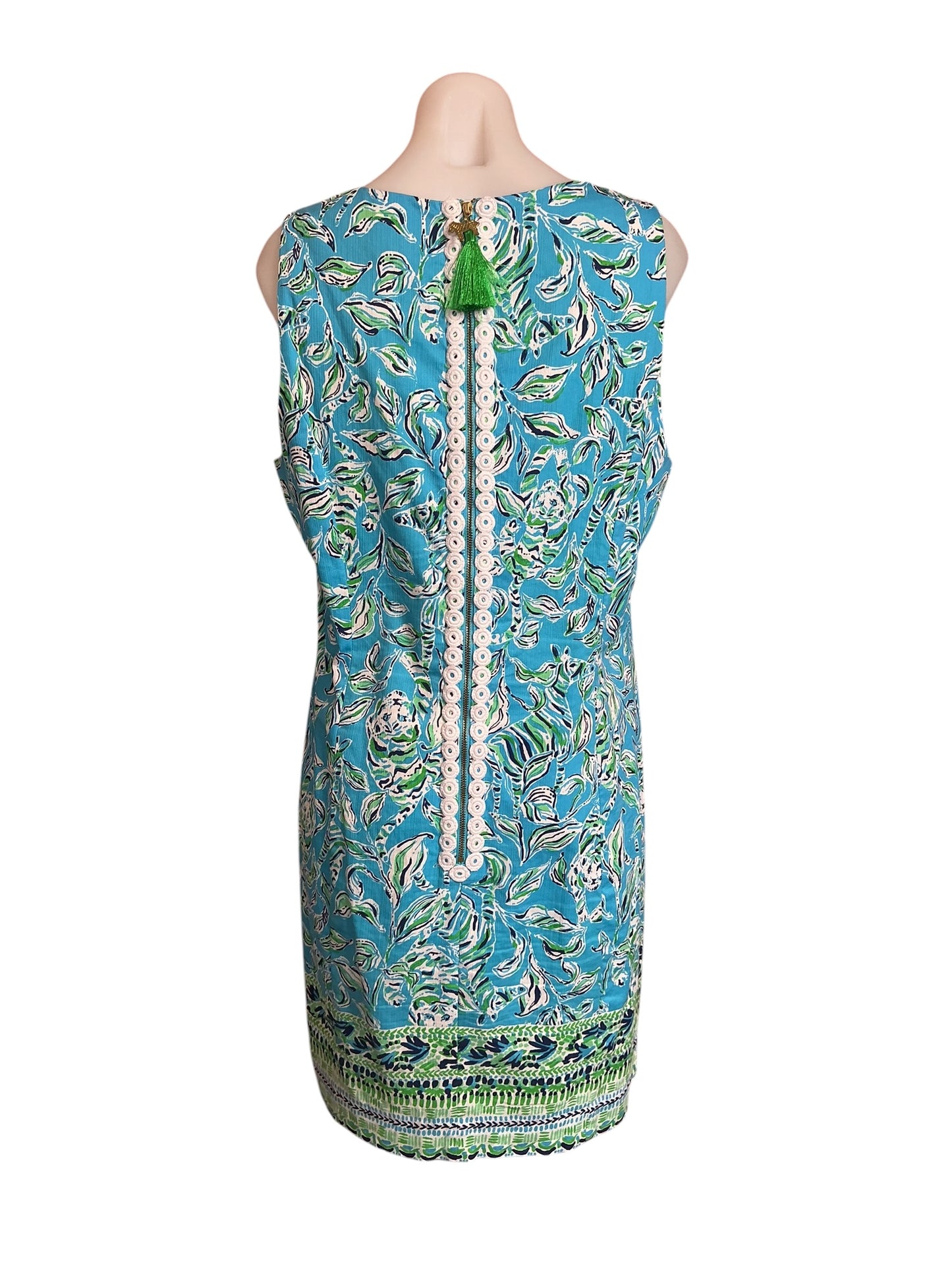 Lilly Pulitzer Mila Stretch Shift Dress - Turquoise Oasis Outta Line Engineered - Size 14