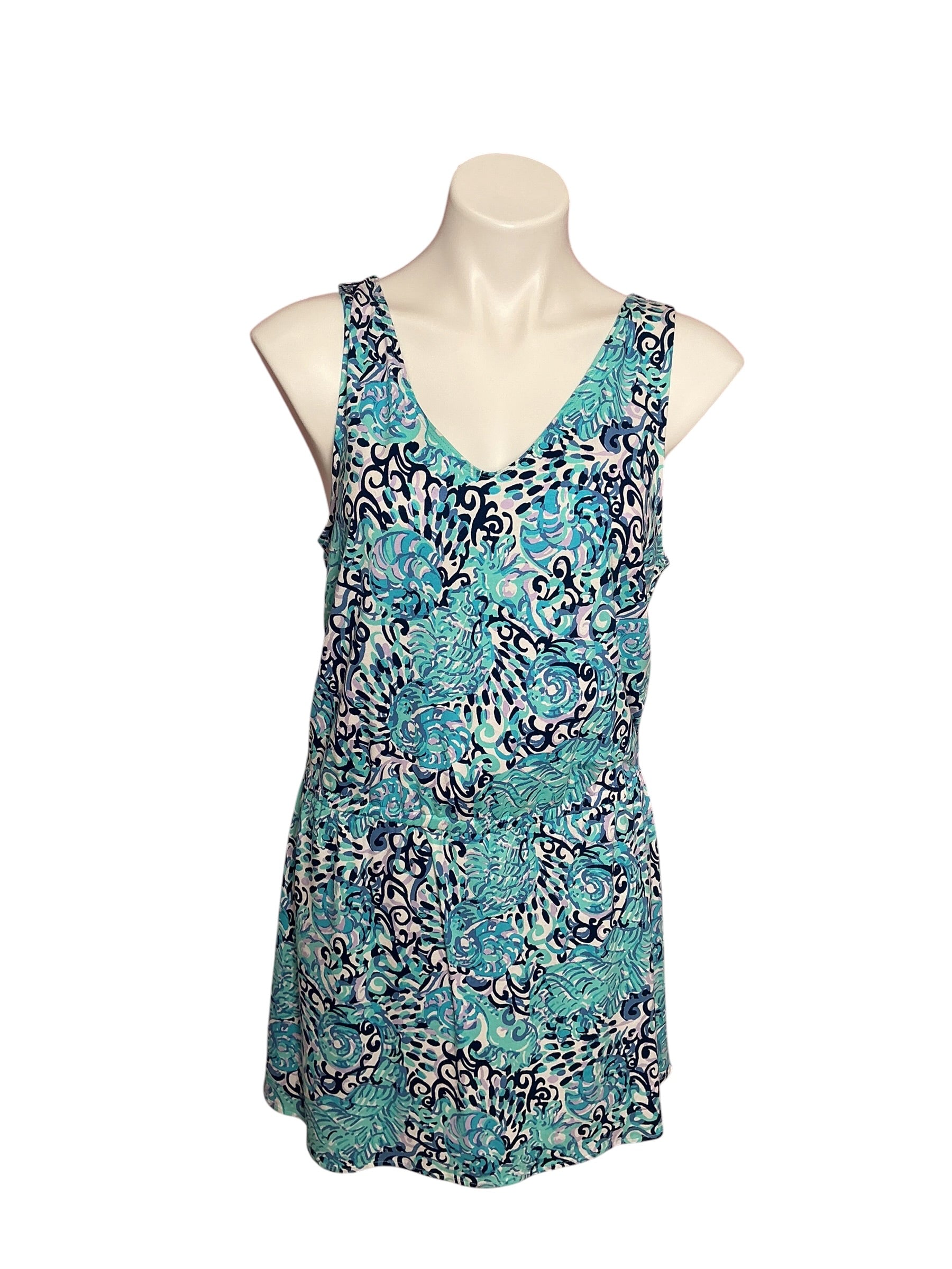 Lilly Pulitzer Alessa Romper Light Aqua Spritz - Size M