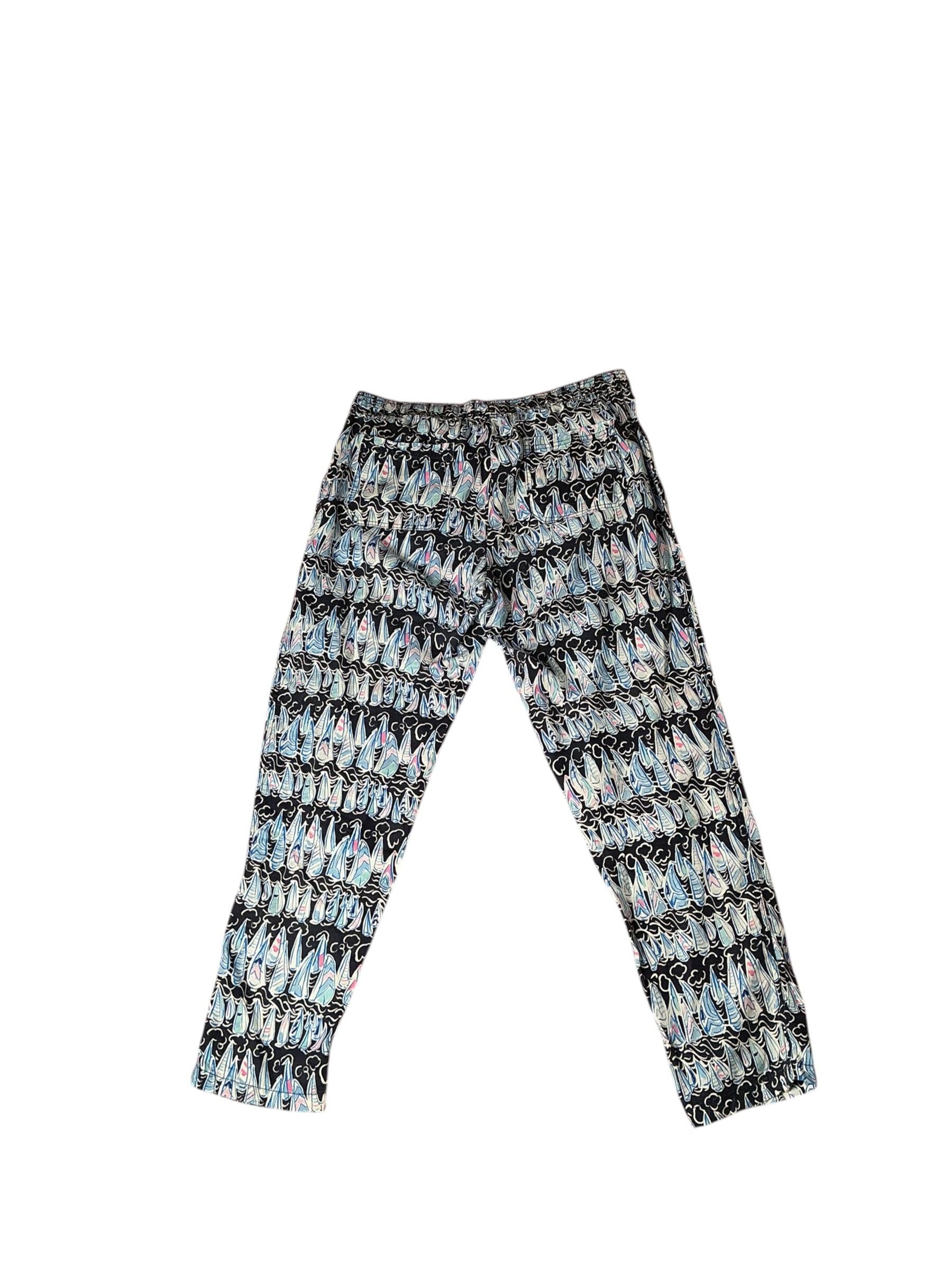 Lilly Pulitzer Taron Linen Pant Low Tide Navy Sails and Stripes - Size L
