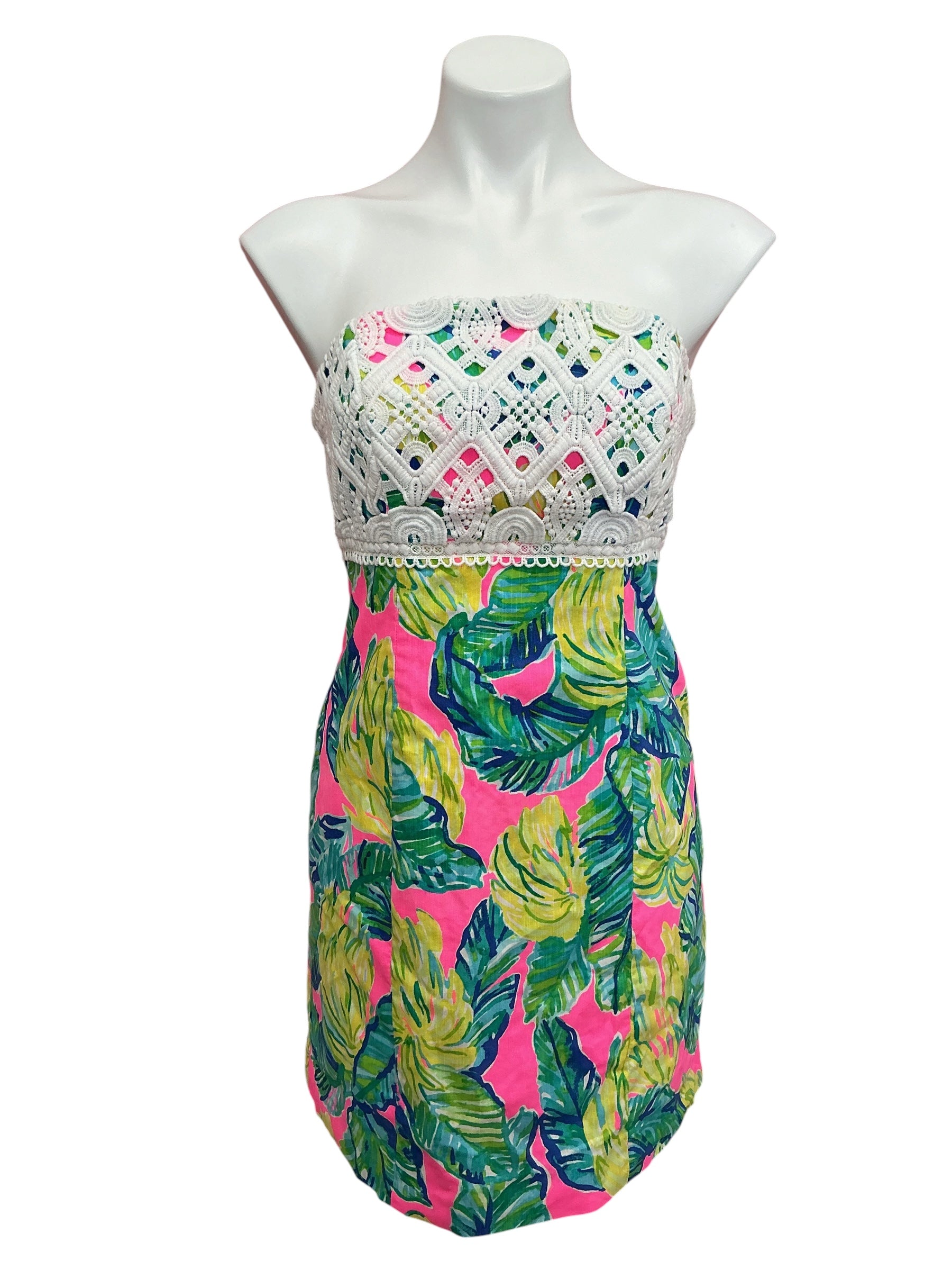 Lilly Pulitzer Brynn Strapless Dress Pink Sunset Local Flavor - Size 6