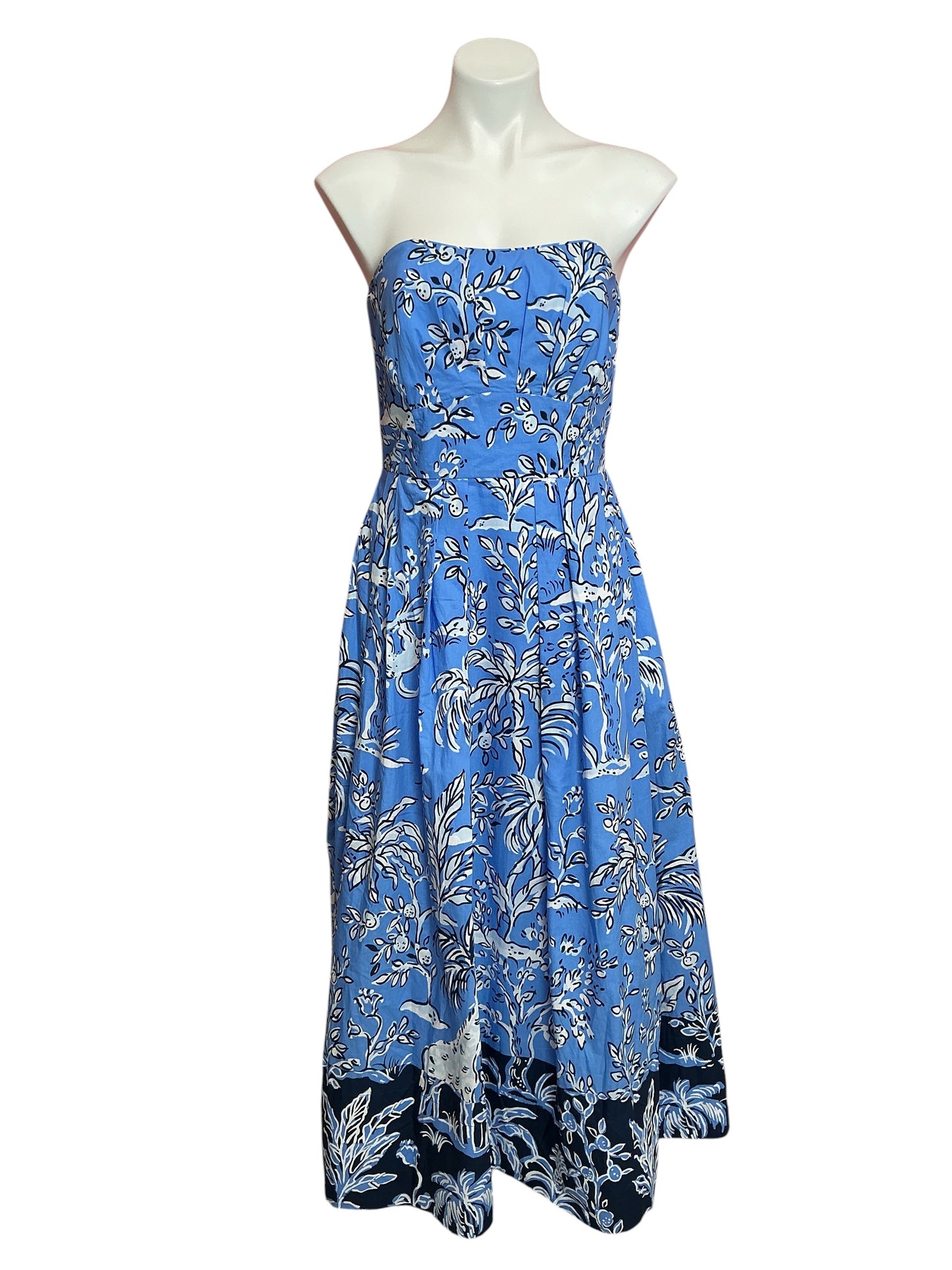 Lilly Pulitzer NWT Kenni Midi Dress Sunwashed Blue Oversized Tall Tales Engineered - Size 6