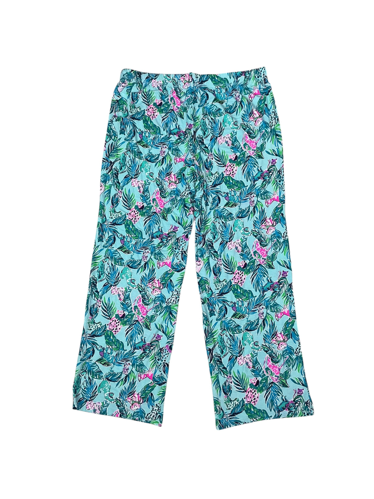 Lilly Pulitzer NWT PJ Knit Pants Seasalt Blue Barking of the Palm Tree - Size L