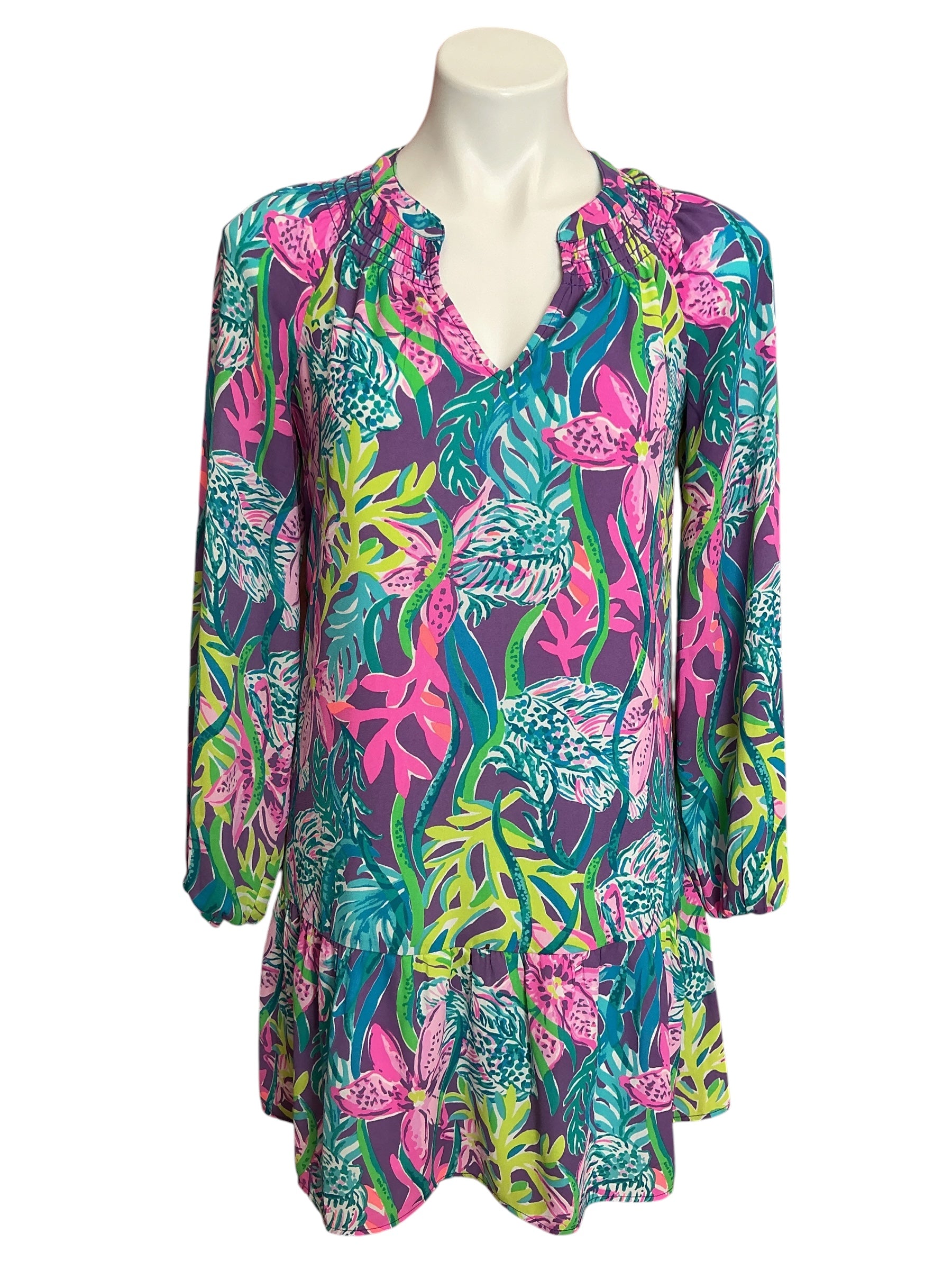 Lilly Pulitzer Long Sleeve Tunic Dress Party All The Tide - Size XXS