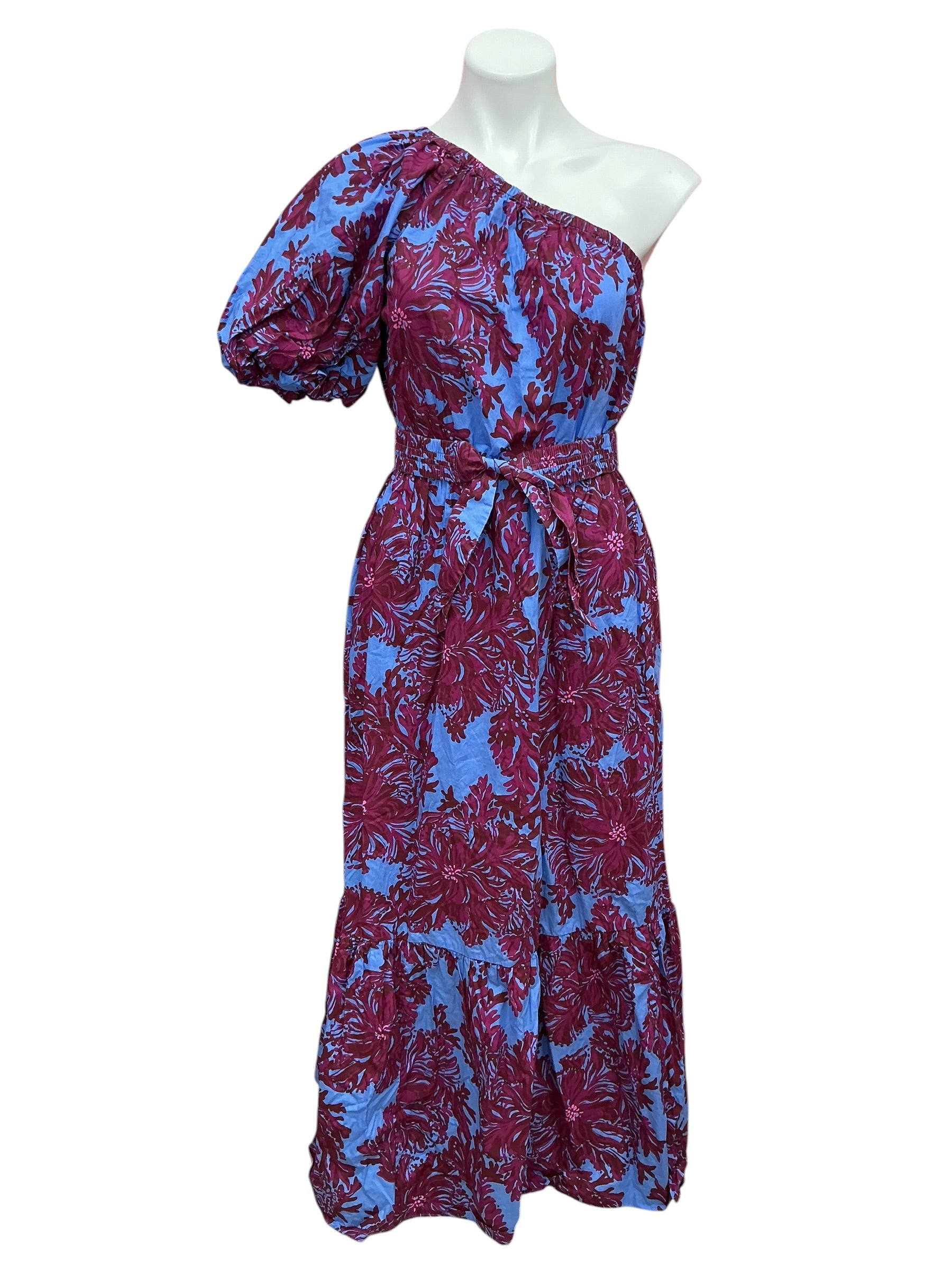 Lilly Pulitzer Zelalynn One Shoulder Maxi Dress Abaco Blue Feel Like A Shellebrity - Size 6