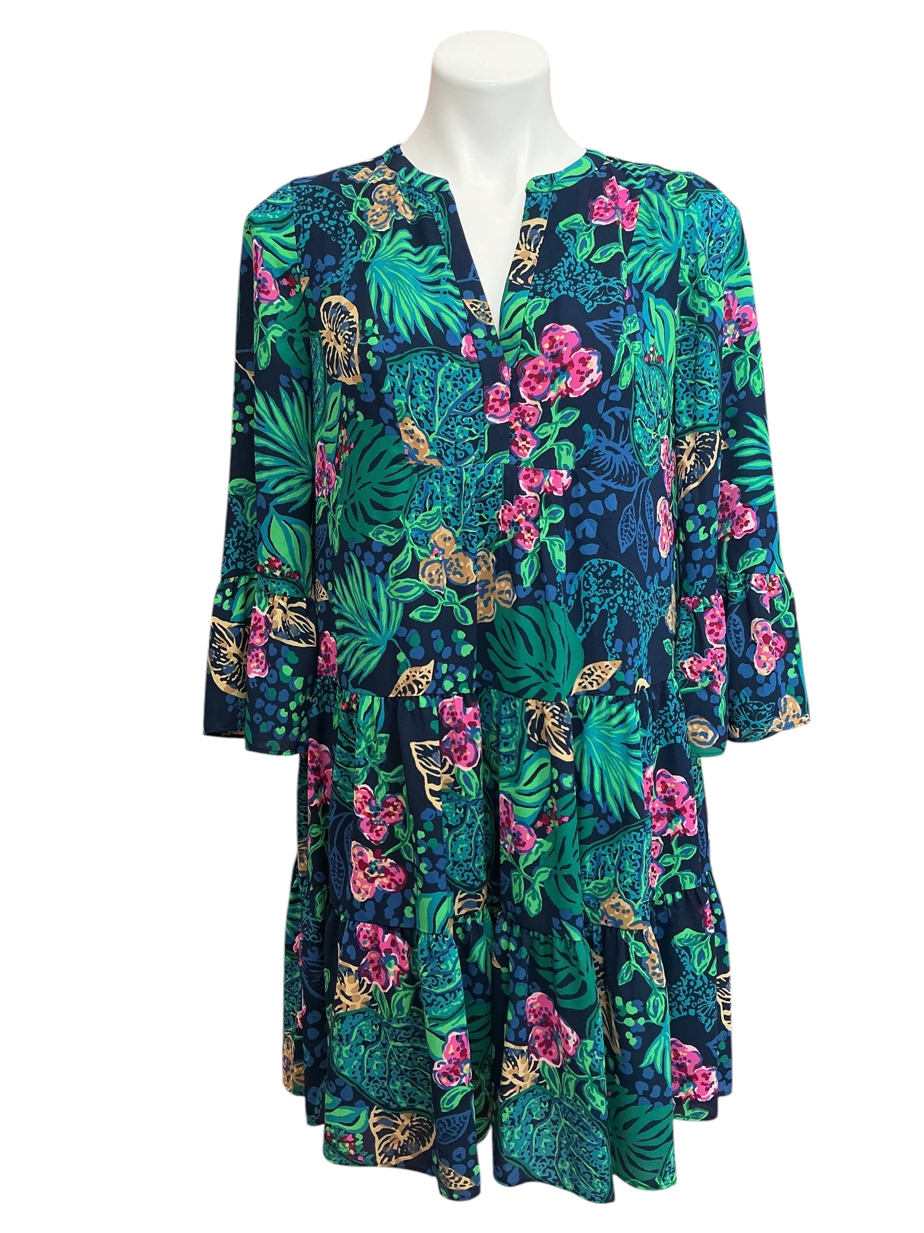 Lilly Pulitzer Gabriel 3/4 Sleeve Tunic Dress Low Tide Navy Life Of The Party - Size 4