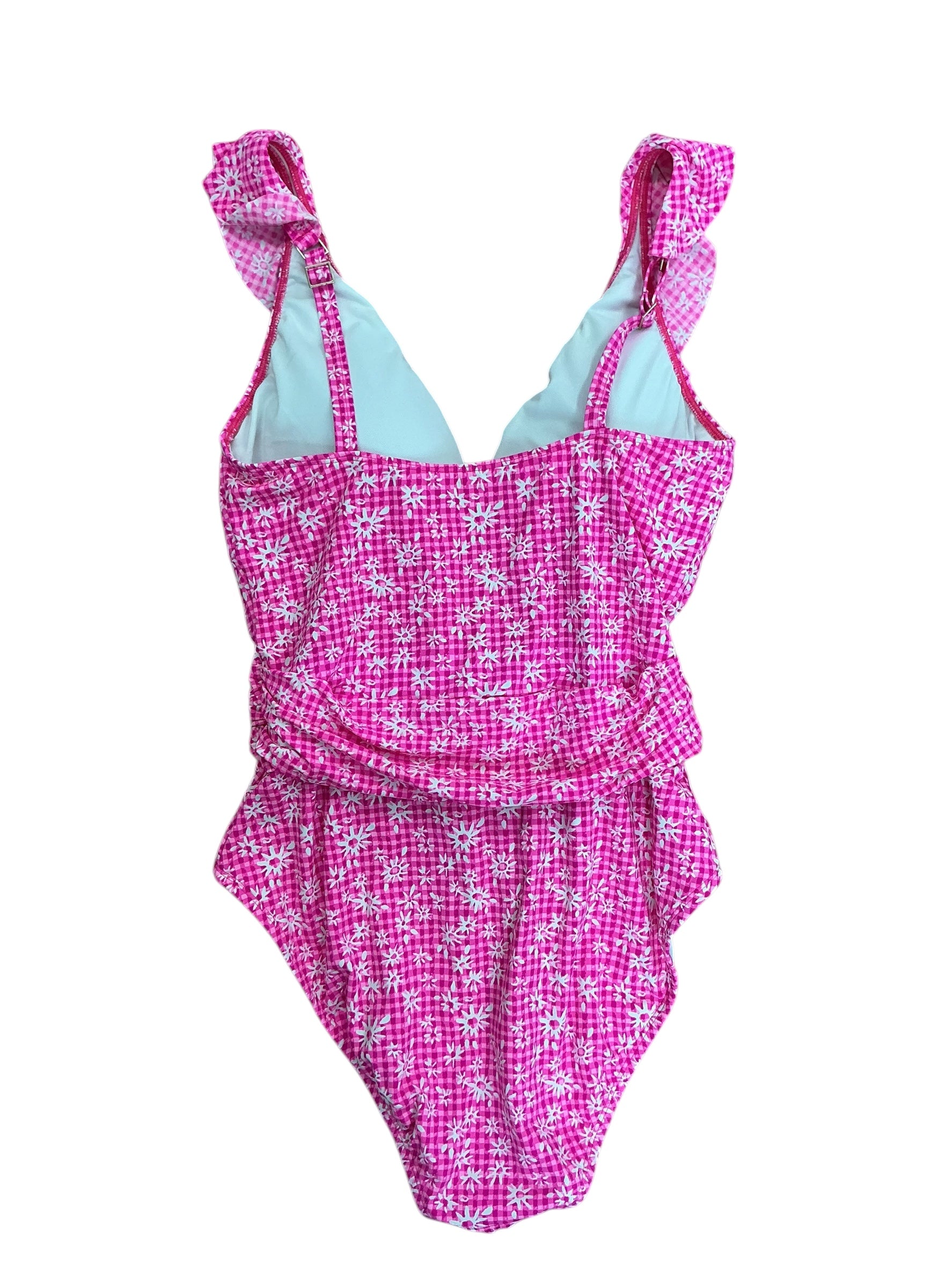 Lilly Pulitzer Delphie One-Piece Swimsuit Aura Pink Check You Out - Size 12