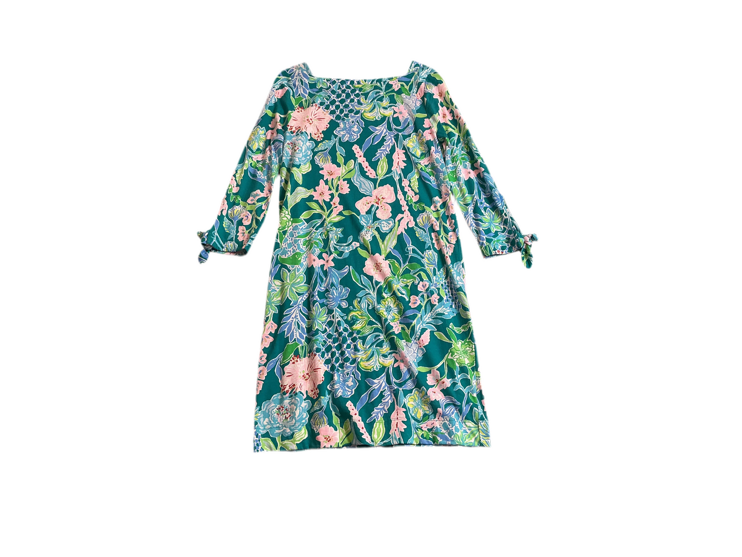 Lilly Pulitzer Lidia 3/4 Sleeve Boatneck Dress in the "Multi Hot On The Vine" print - Size XS