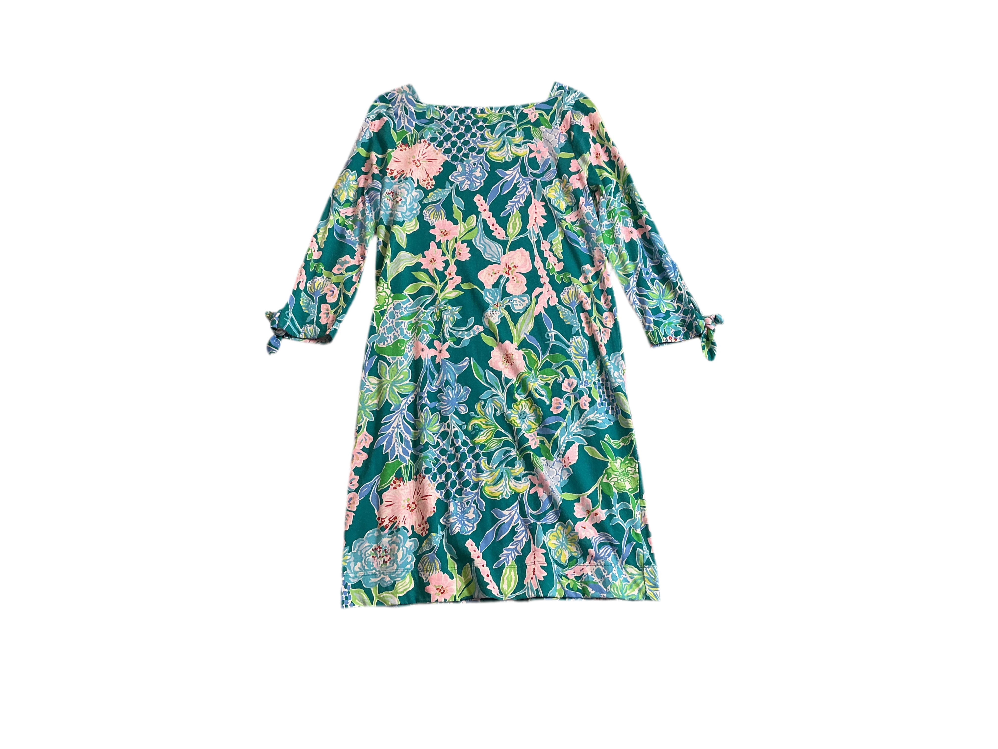 Lilly Pulitzer Lidia 3/4 Sleeve Boatneck Dress in the "Multi Hot On The Vine" print - Size XS