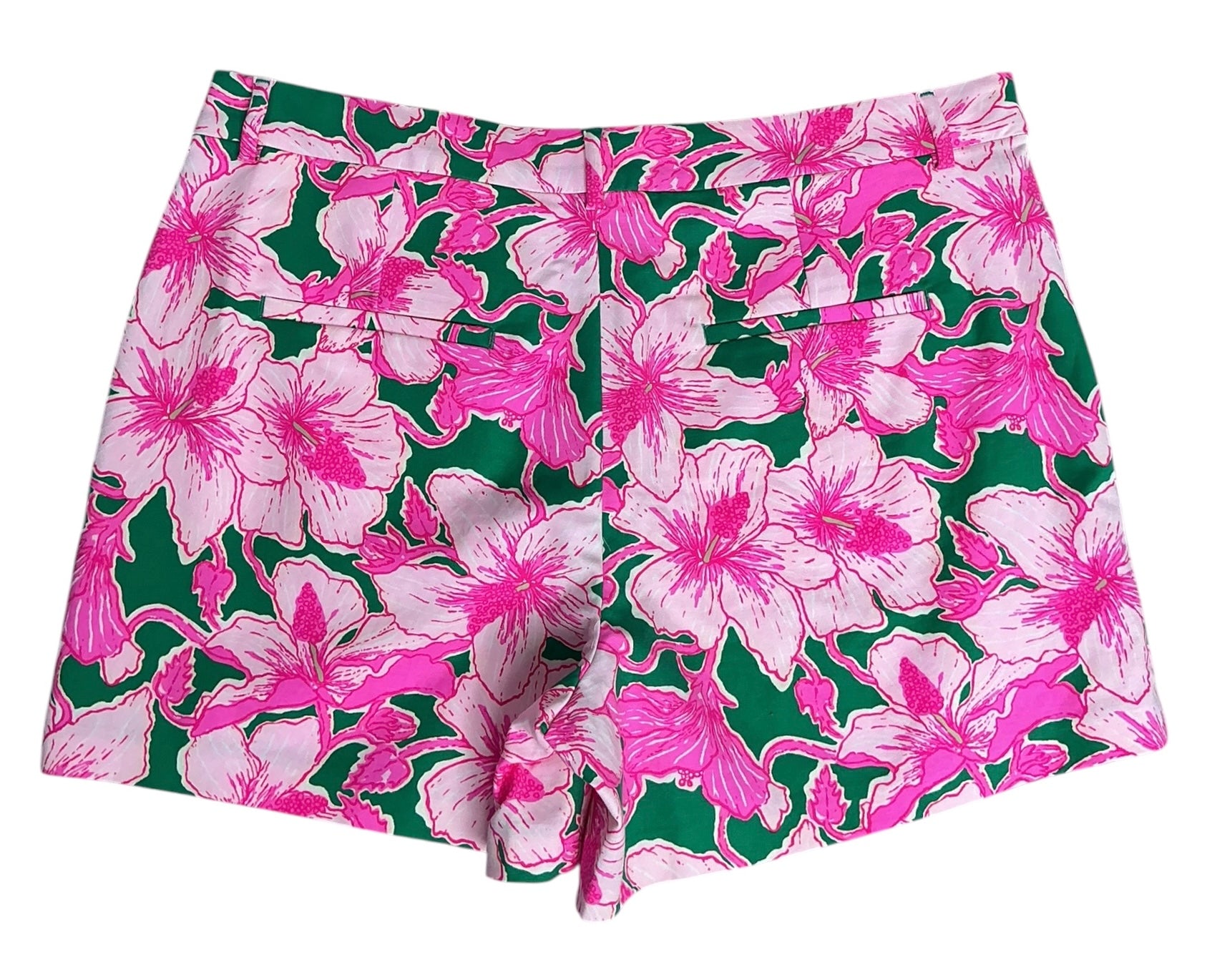 Lilly Pulitzer NWT Gretchen High Rise 5” Shorts Kelly Green Hibis Kiss- Size 16
