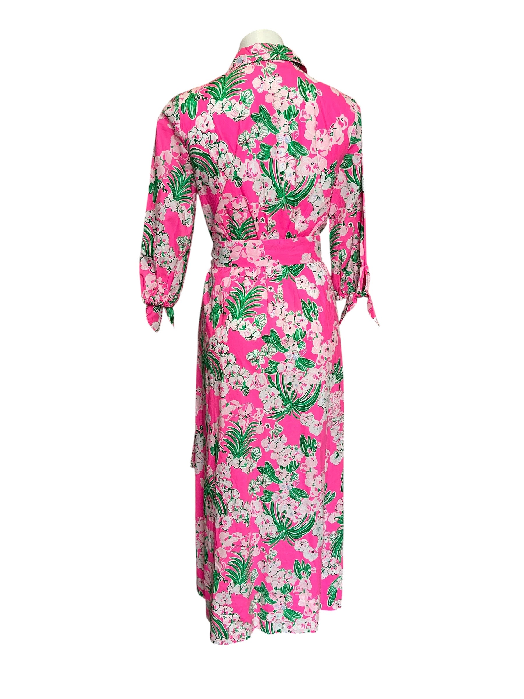 Lilly Pulitzer NWT Amrita 3/4 Sleeve Cotton Shirt Dress Roxie Pink Worth A Look - Size 6