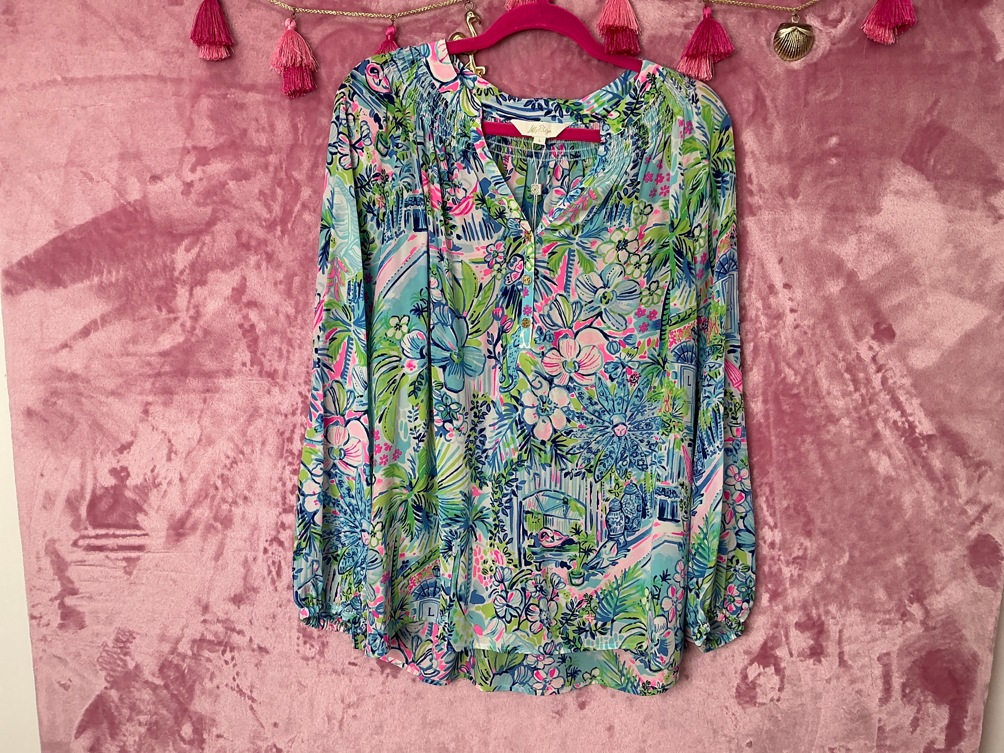 Lilly Pulitzer Long Sleeve Top NWT - Elsa Top - Multi - Lilly’s House Anniversary Elsa - Size L