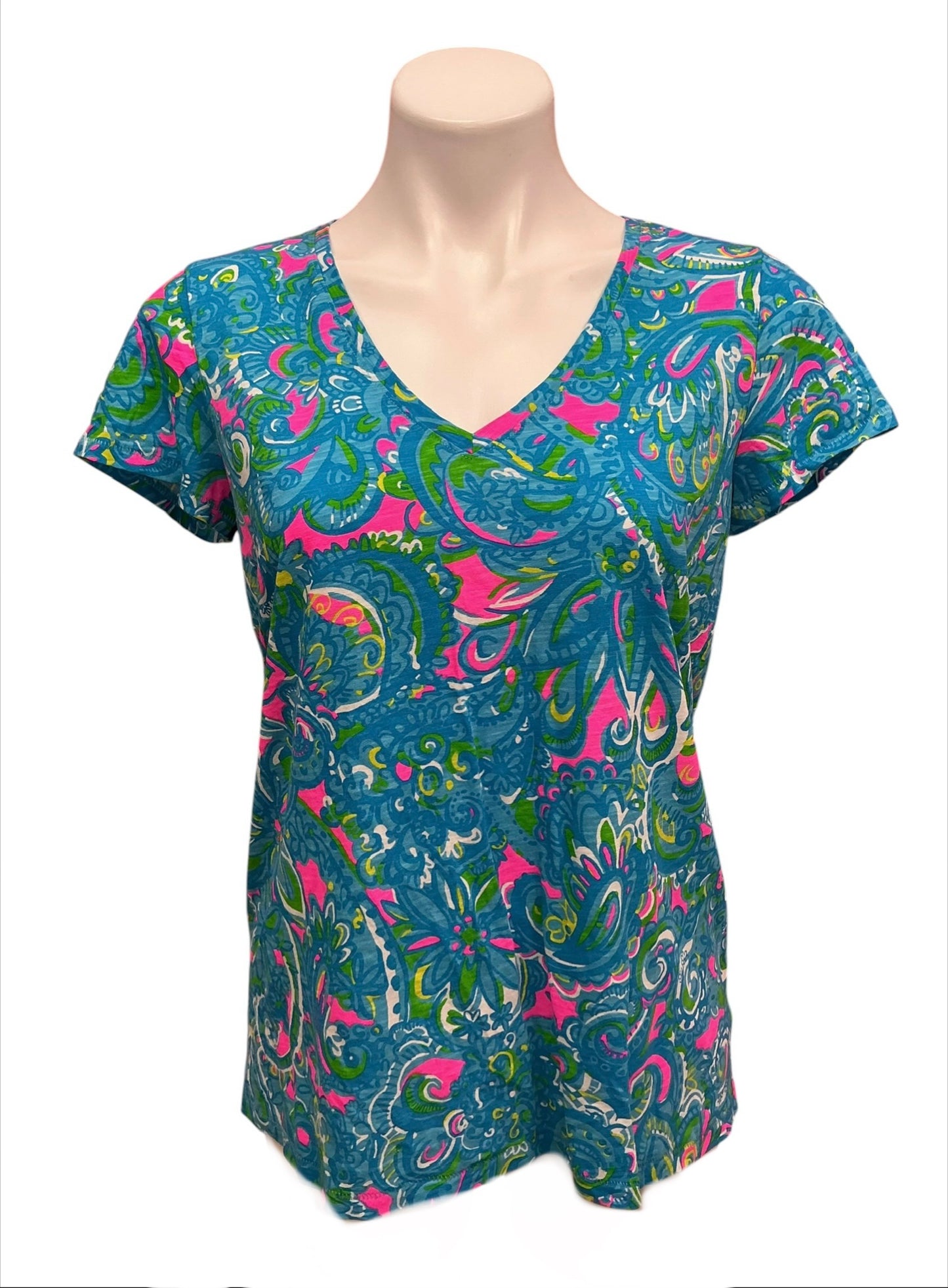 Lilly Pulitzer Etta V Neck Top Hey Gull Friend - Size S