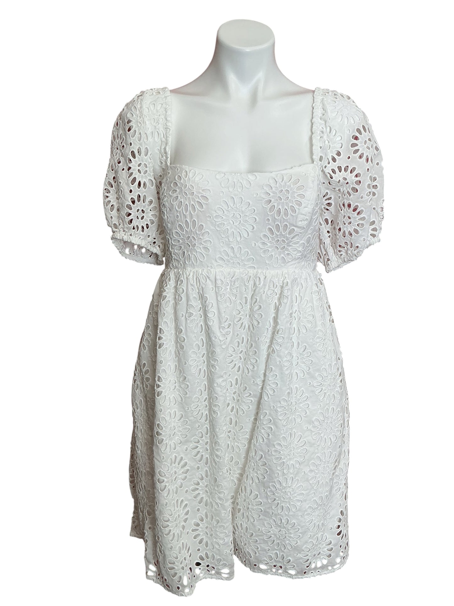Lilly Pulitzer Kay Short Sleeve Eyelet Dress Resort White Oversized Pinwheel - Size 10