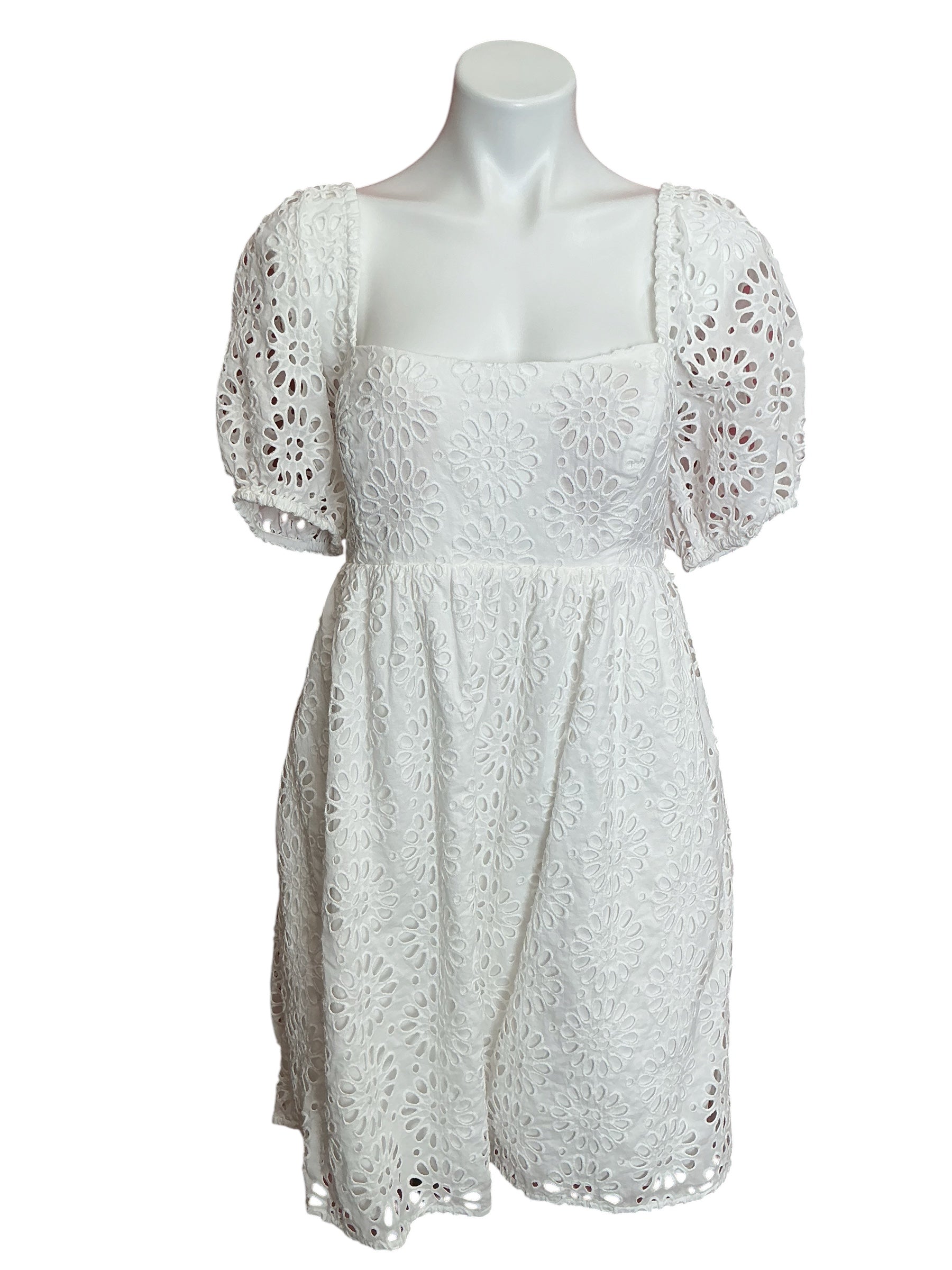Lilly Pulitzer Kay Short Sleeve Eyelet Dress Resort White Oversized Pinwheel - Size 10
