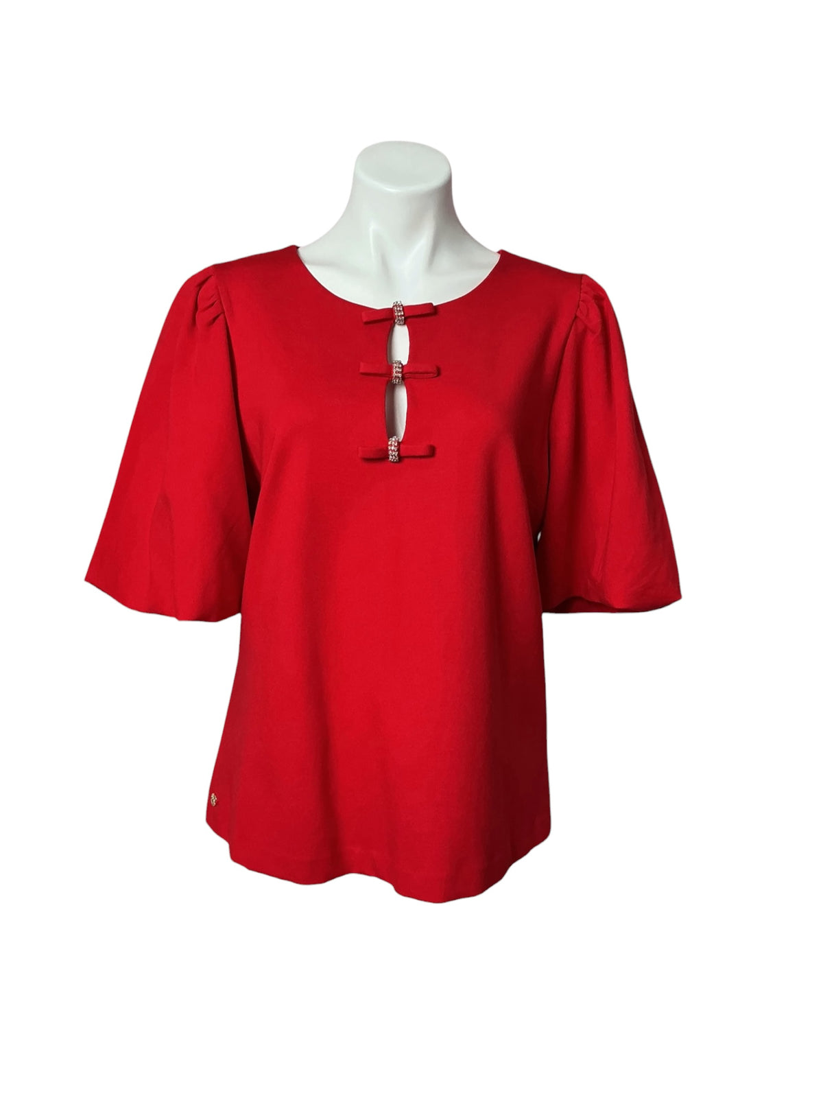 Lilly Pulitzer Ethenia Bow Knit Top Cranberry Red - Size L