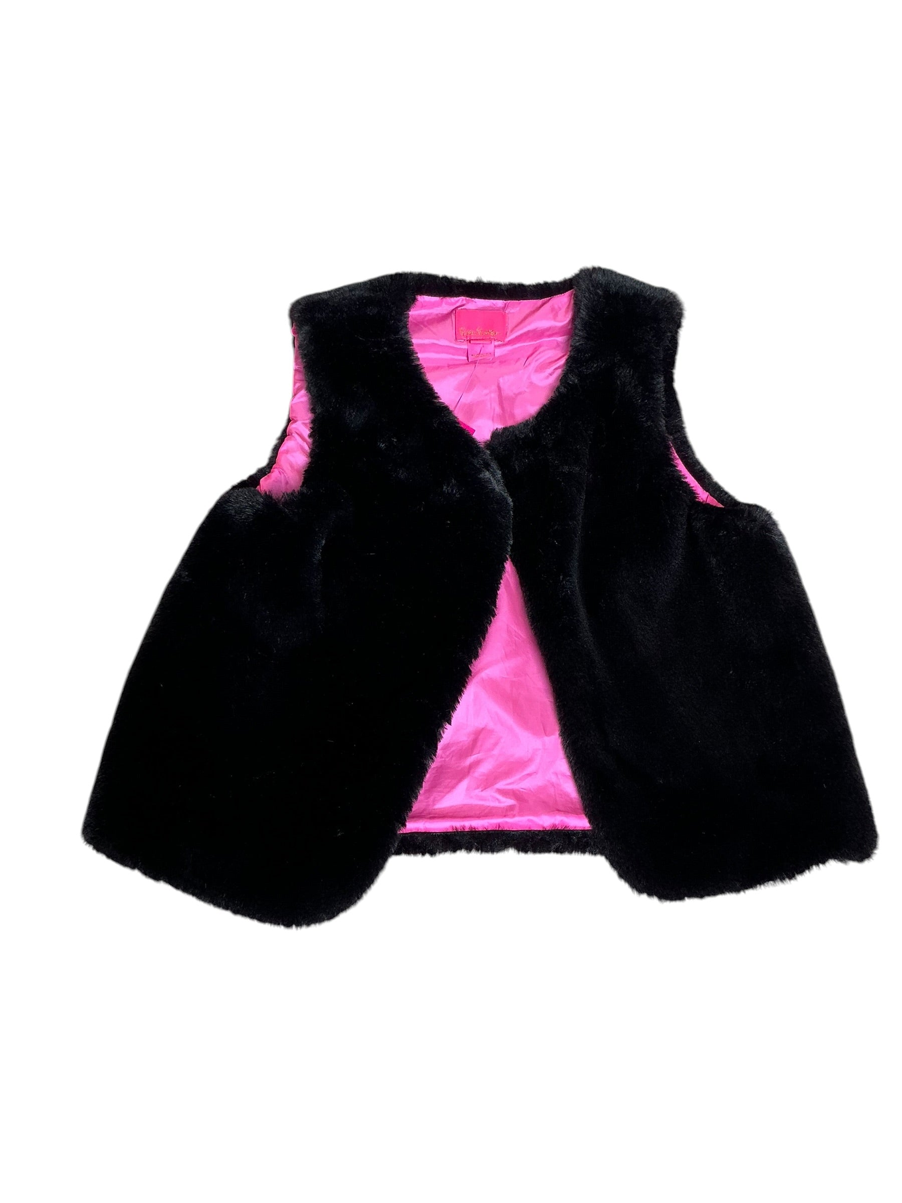 Lilly Pulitzer Girls’ Winston Faux Fur Vest Onyx - Size L 8-10