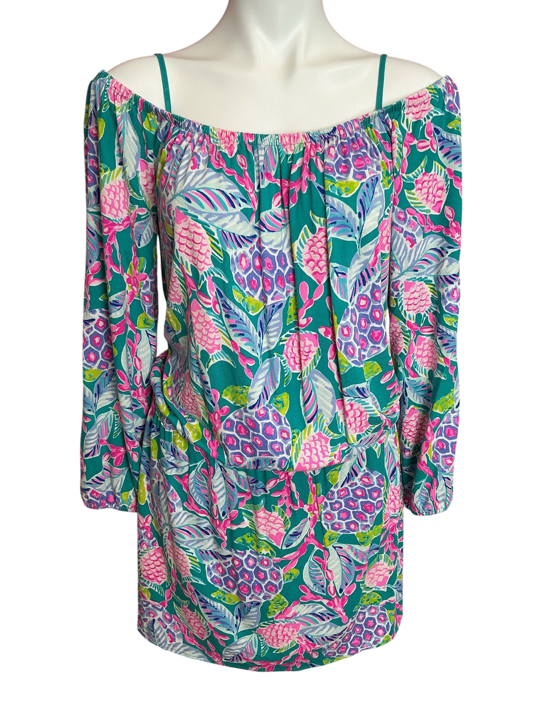 Lilly Pulitzer Lana Romper Maldives Green Turtle Wave - Size L