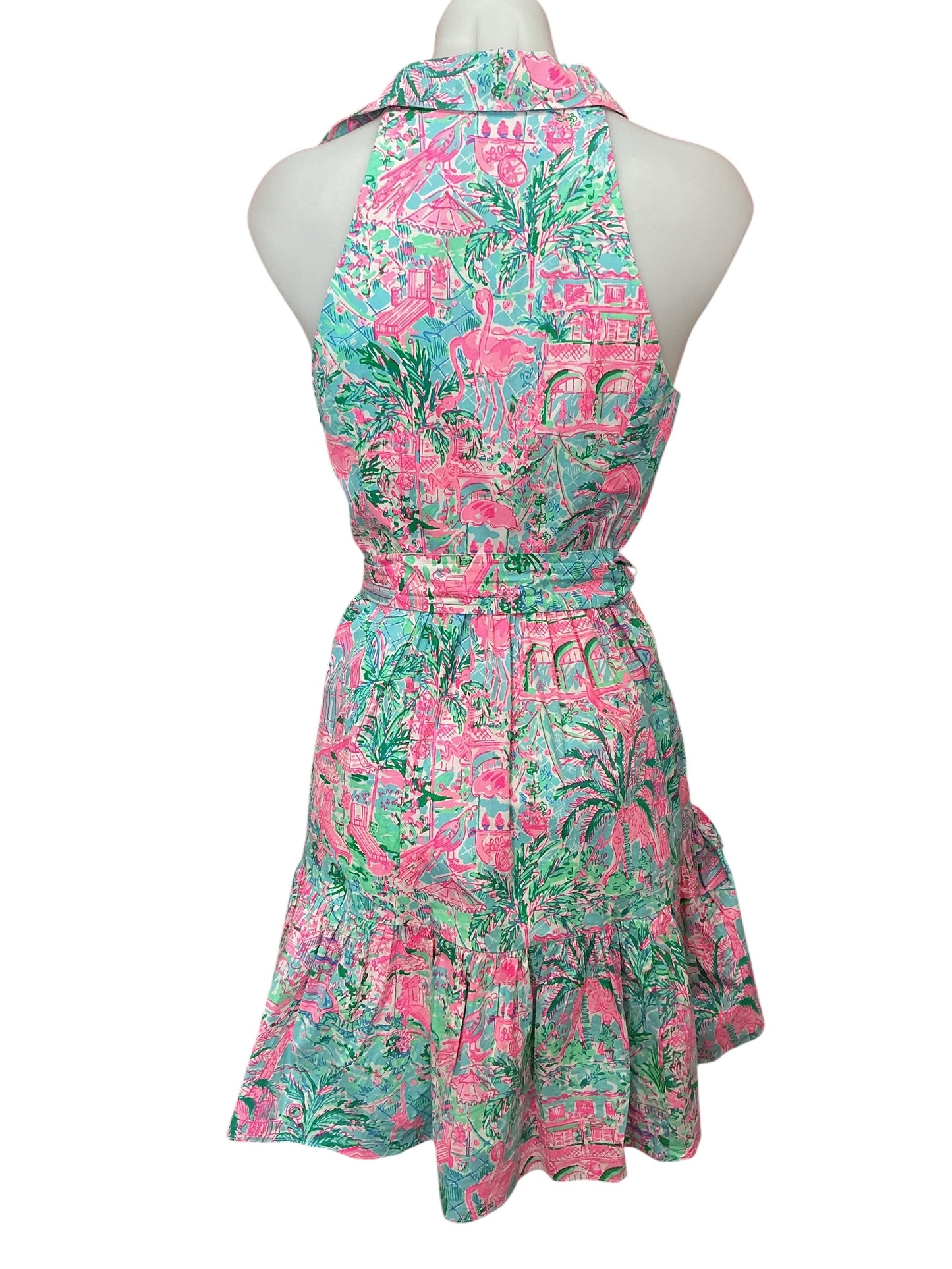 Lilly Pulitzer Trisha Stretch Shirtdress Bali Blue Spotted On Worth - Size 00