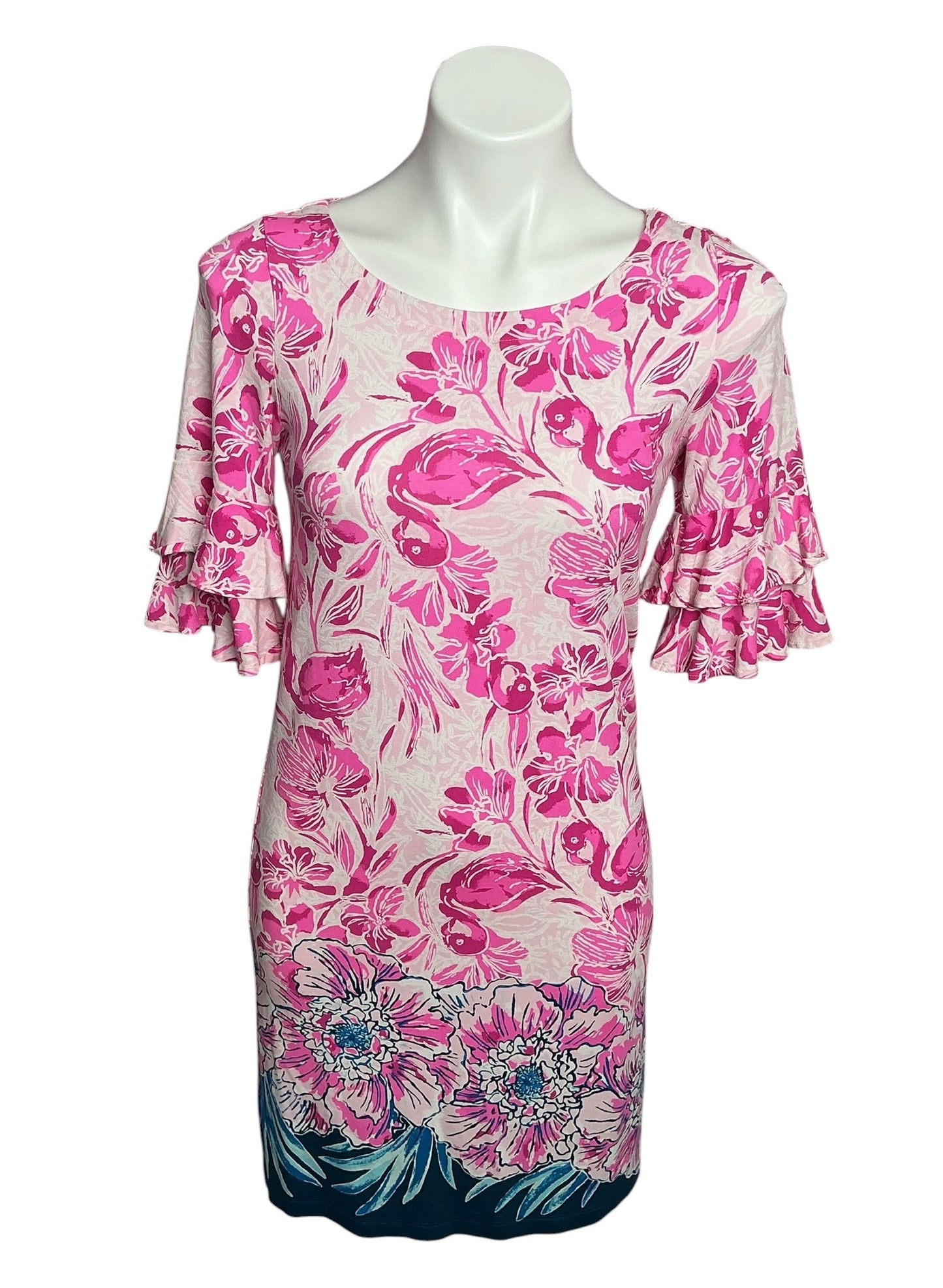 Lilly Pulitzer Lula Dress Coral Reef Tint Flamingle - Size XS