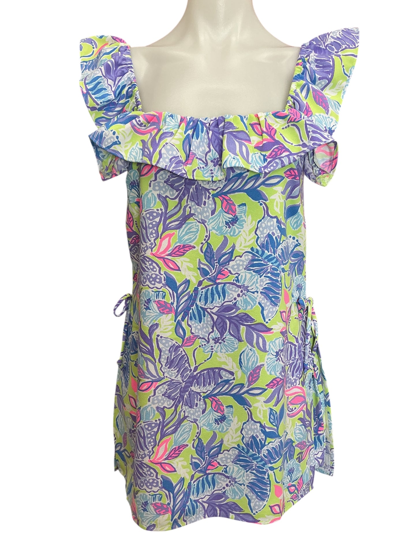 Lilly Pulitzer Zoya Ruffle Romper Dew Drop Stay Fly Butterfly - Size 4