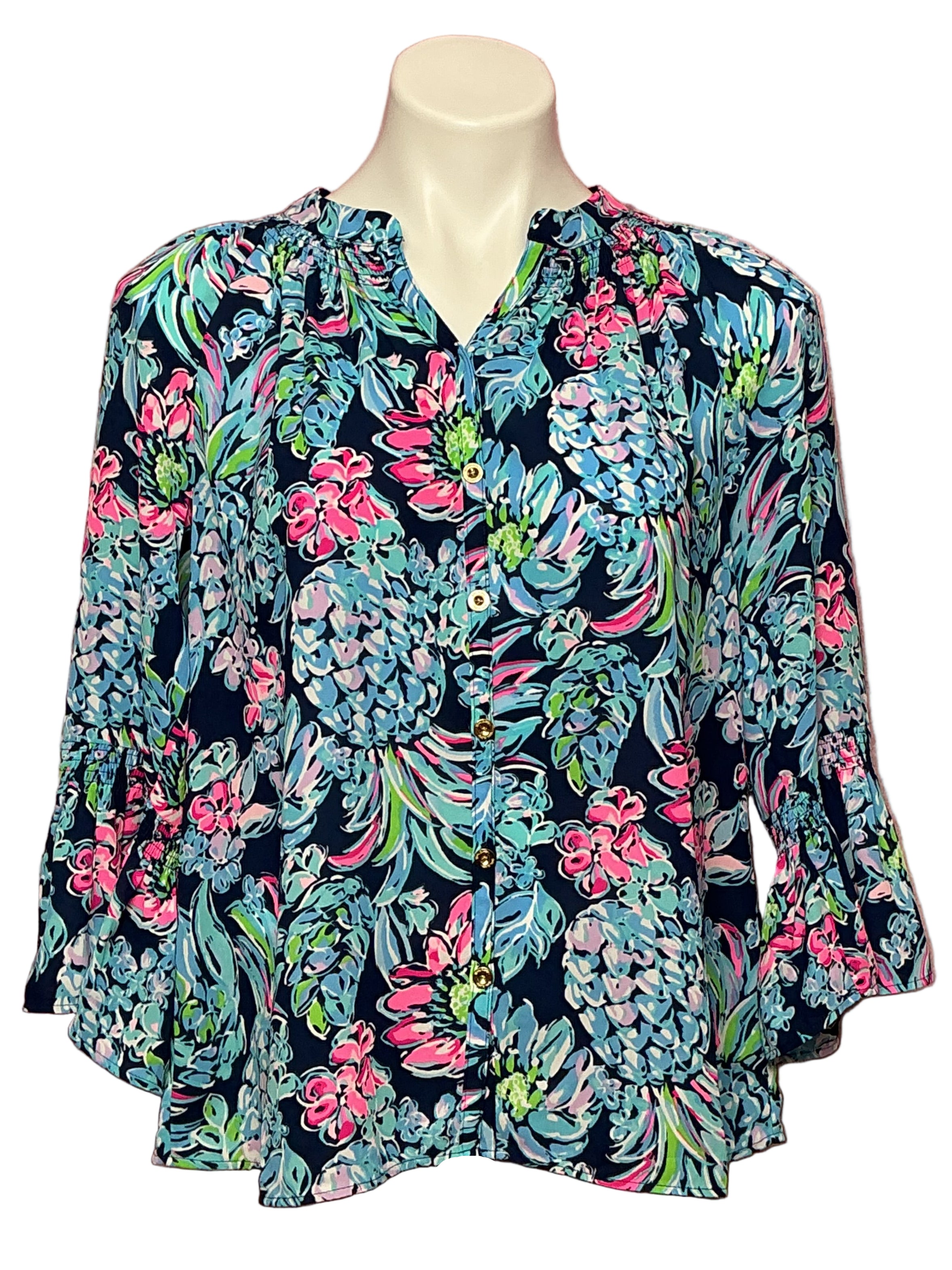 Lilly Pulitzer NWT - Dakota Top - High Tide NA Pineapple Paradise- Size S
