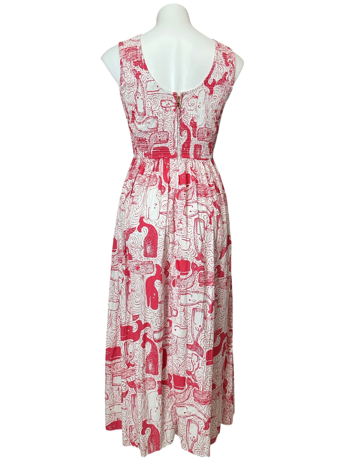 Lilly Pulitzer Daisey Smocked Midi Dress Paradise Punch Oversized Thar She Blows - Size XXS
