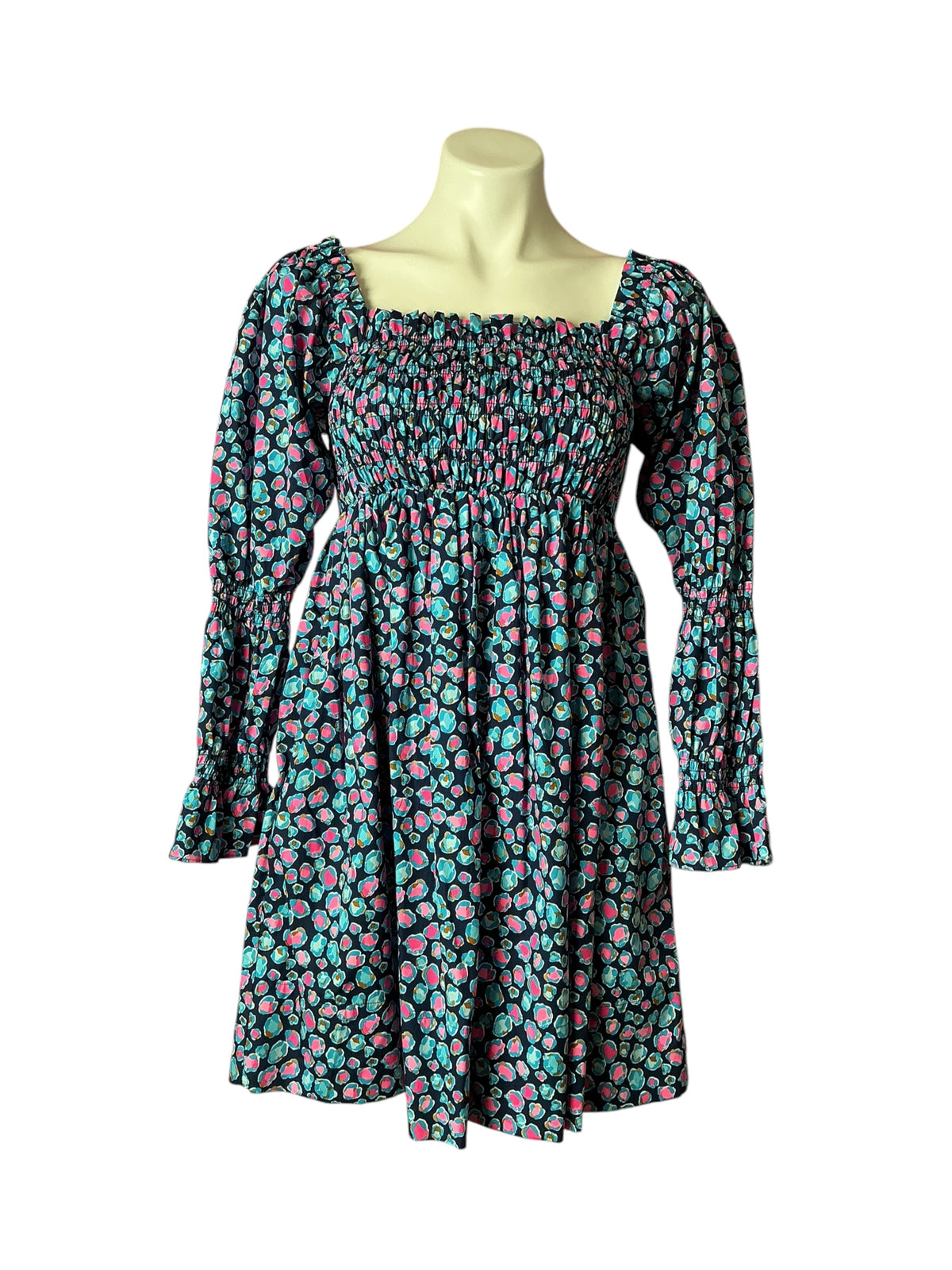 Lilly Pulitzer Beyonca Long Sleeve Dress Seabreeze Low Tide Navy Spotted - Size S