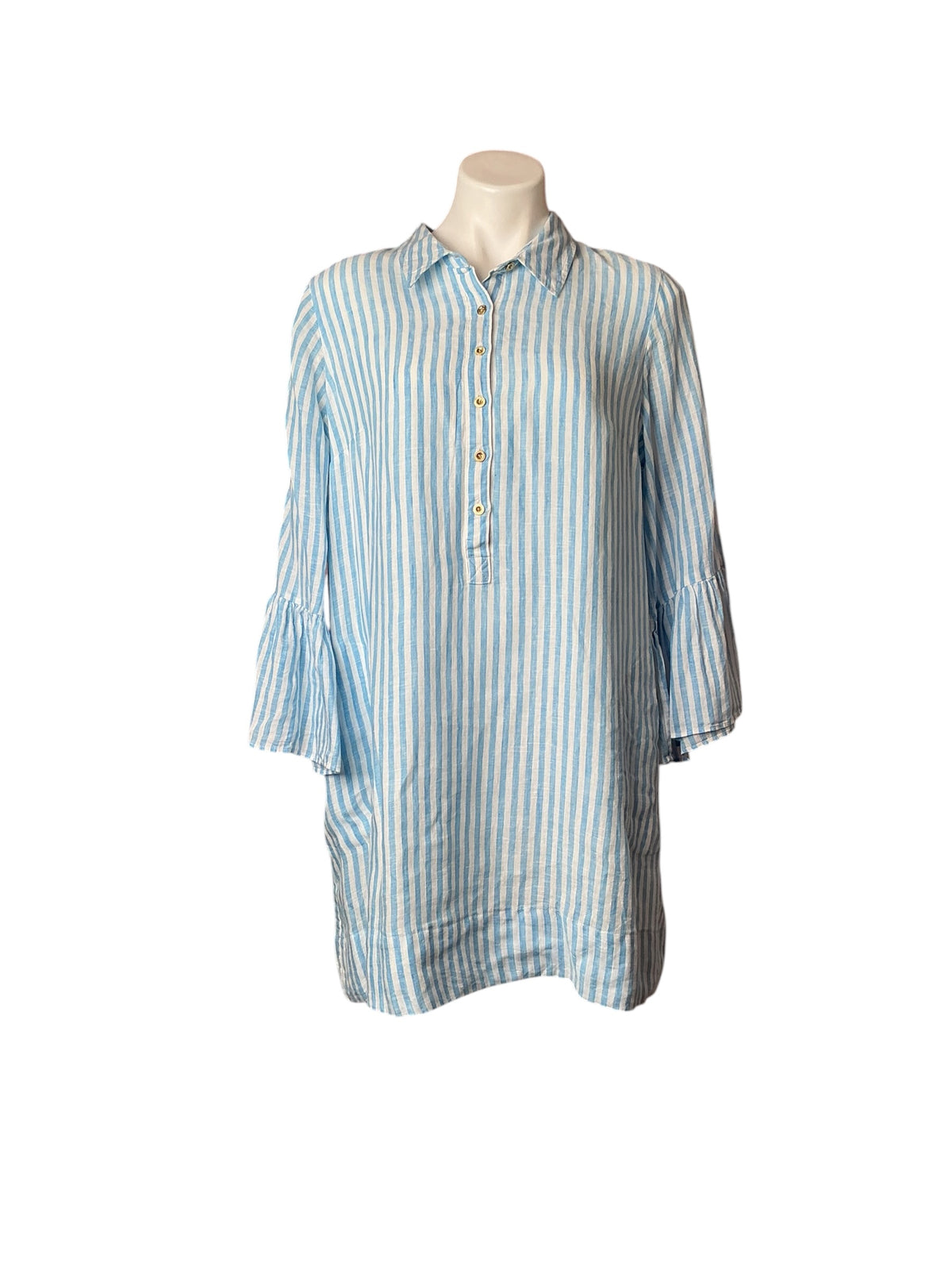 Lilly Pulitzer Jazmyn Linen Tunic Dress Lunar Blue Bimini Stripe - Size 12