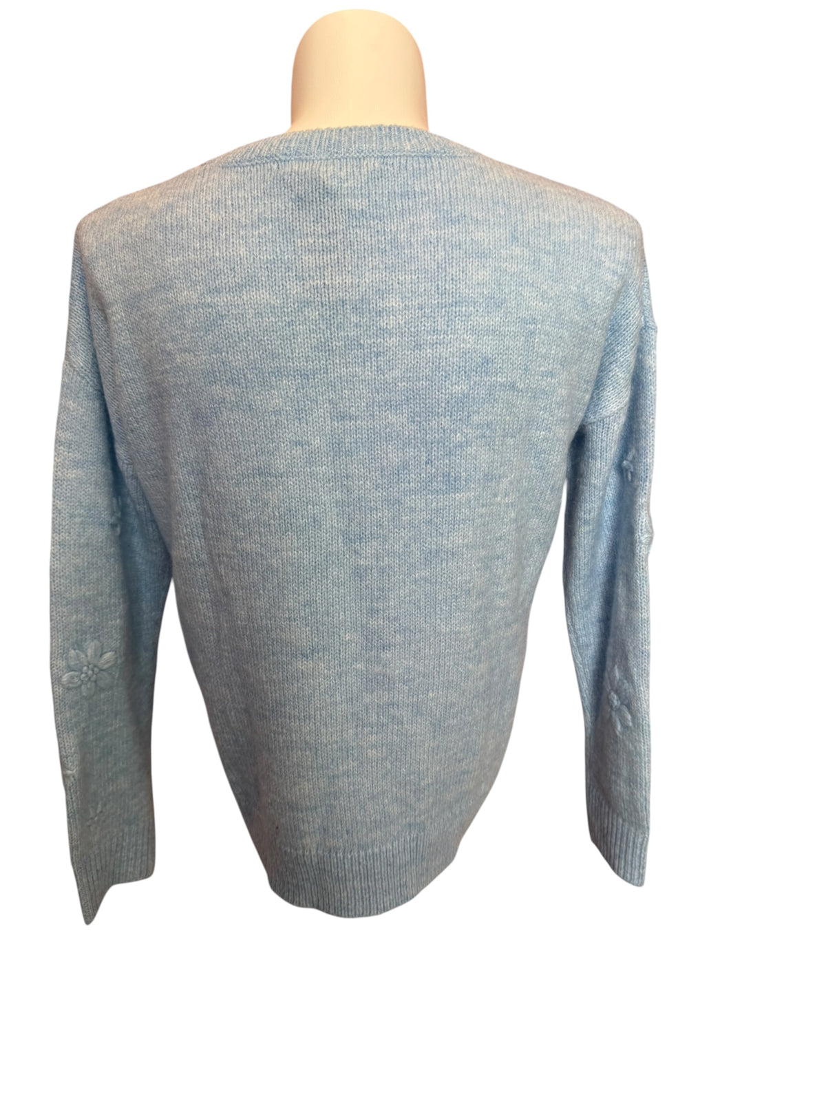 Lilly Pulitzer Elizabelle Sweater Heathered Bonaire Blue Coastal Flowers - Size M