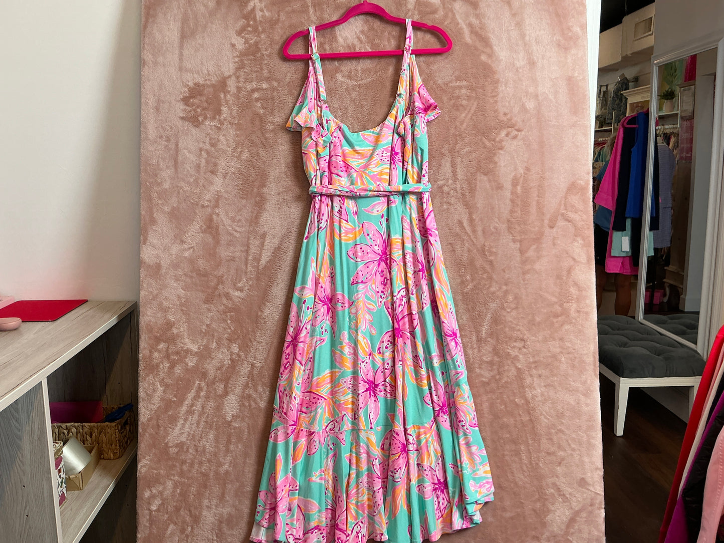 Lilly Pulitzer NWT - Fontaine Knee Length Dress - Surf Blue Bonita Blooms - Size XL