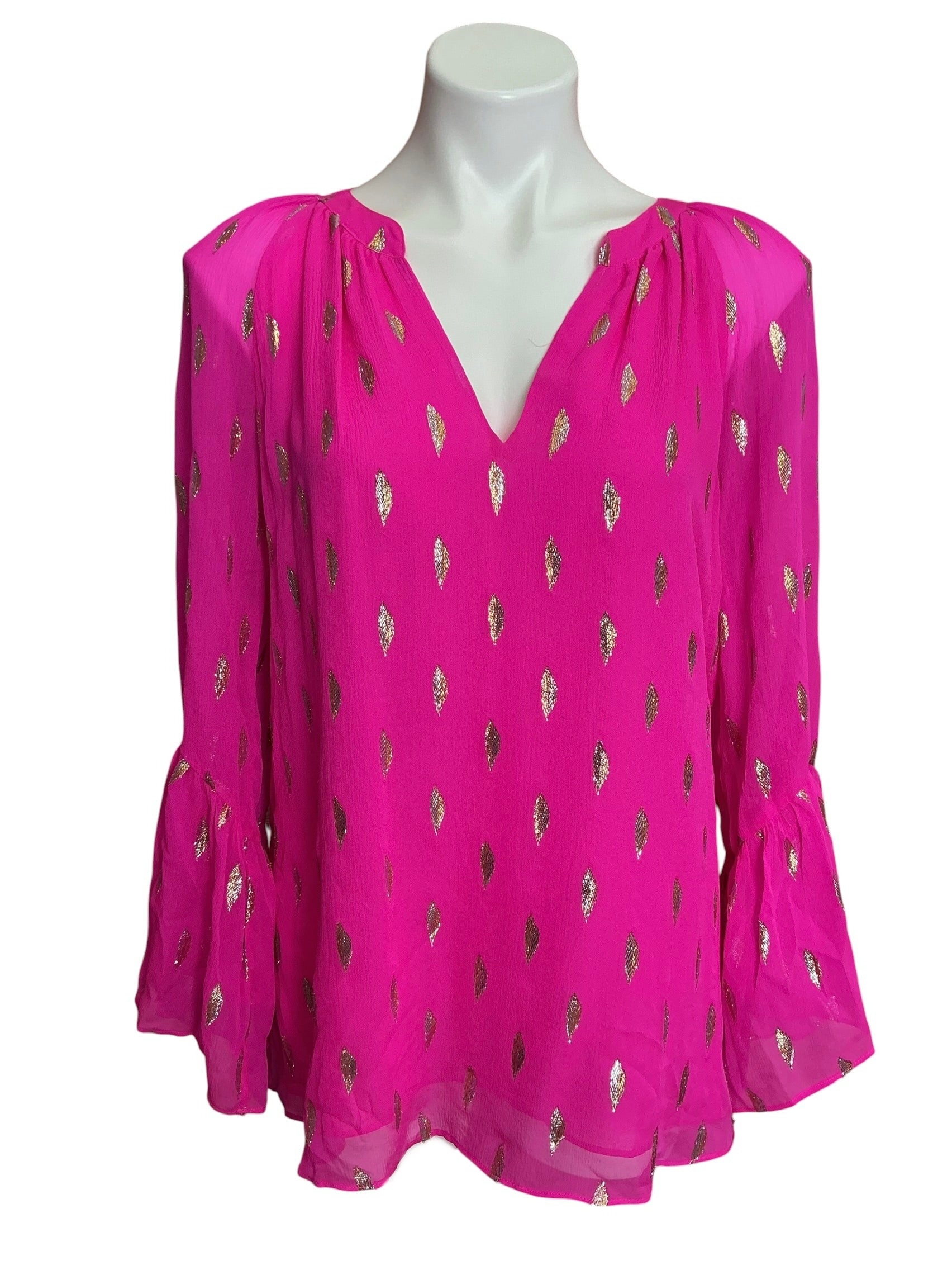 Lilly Pulitzer NWT Matilda Top Bougainvillea Pink Diamond Metallic Clip - Size M