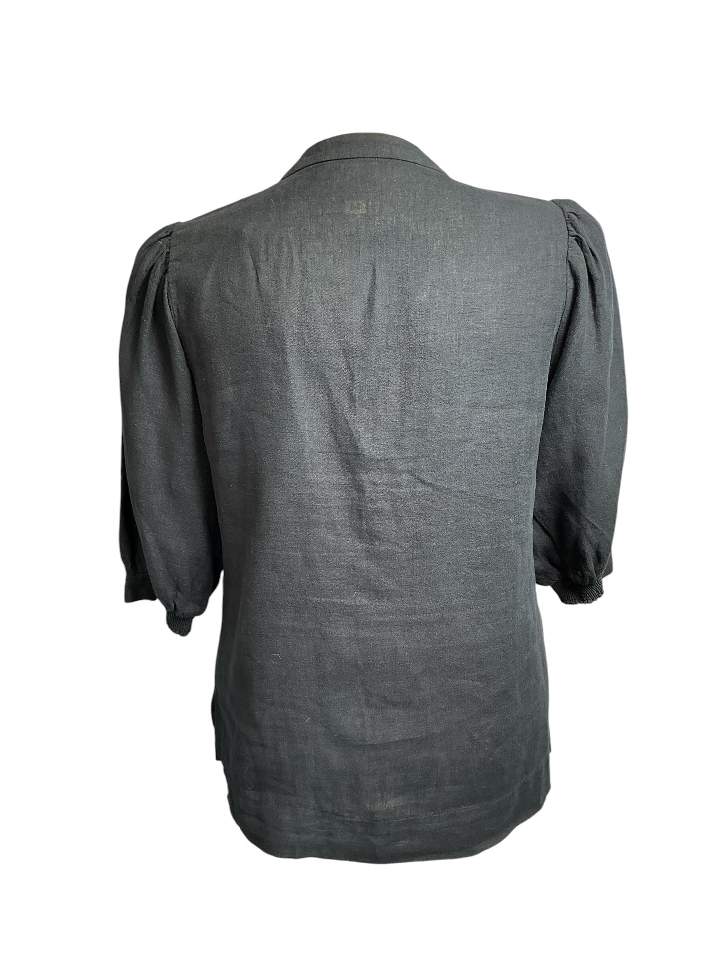 Lilly Pulitzer Mialeigh Elbow Sleeve Linen Top - Noir - Size 14