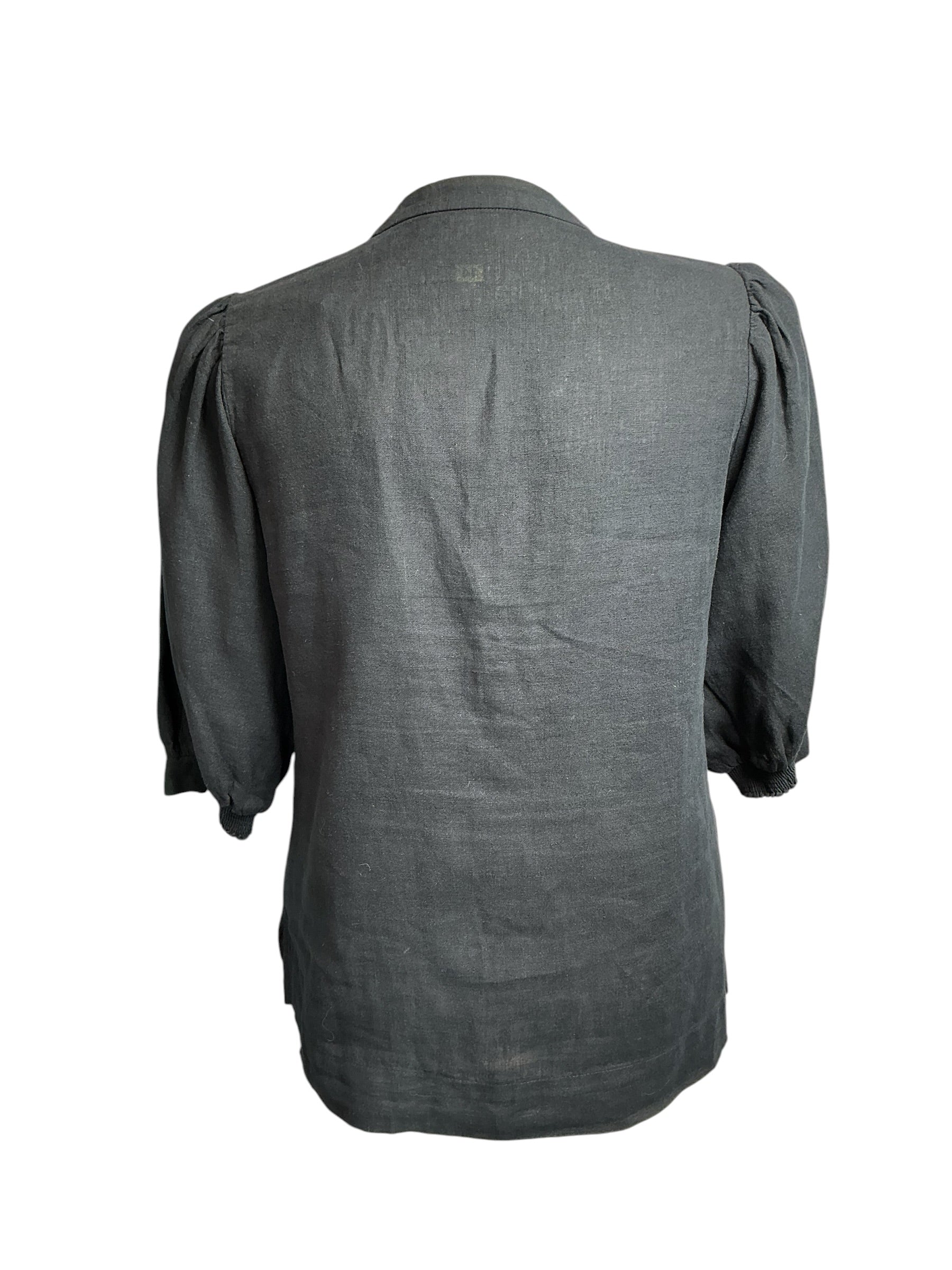 Lilly Pulitzer Mialeigh Elbow Sleeve Linen Top - Noir - Size 14